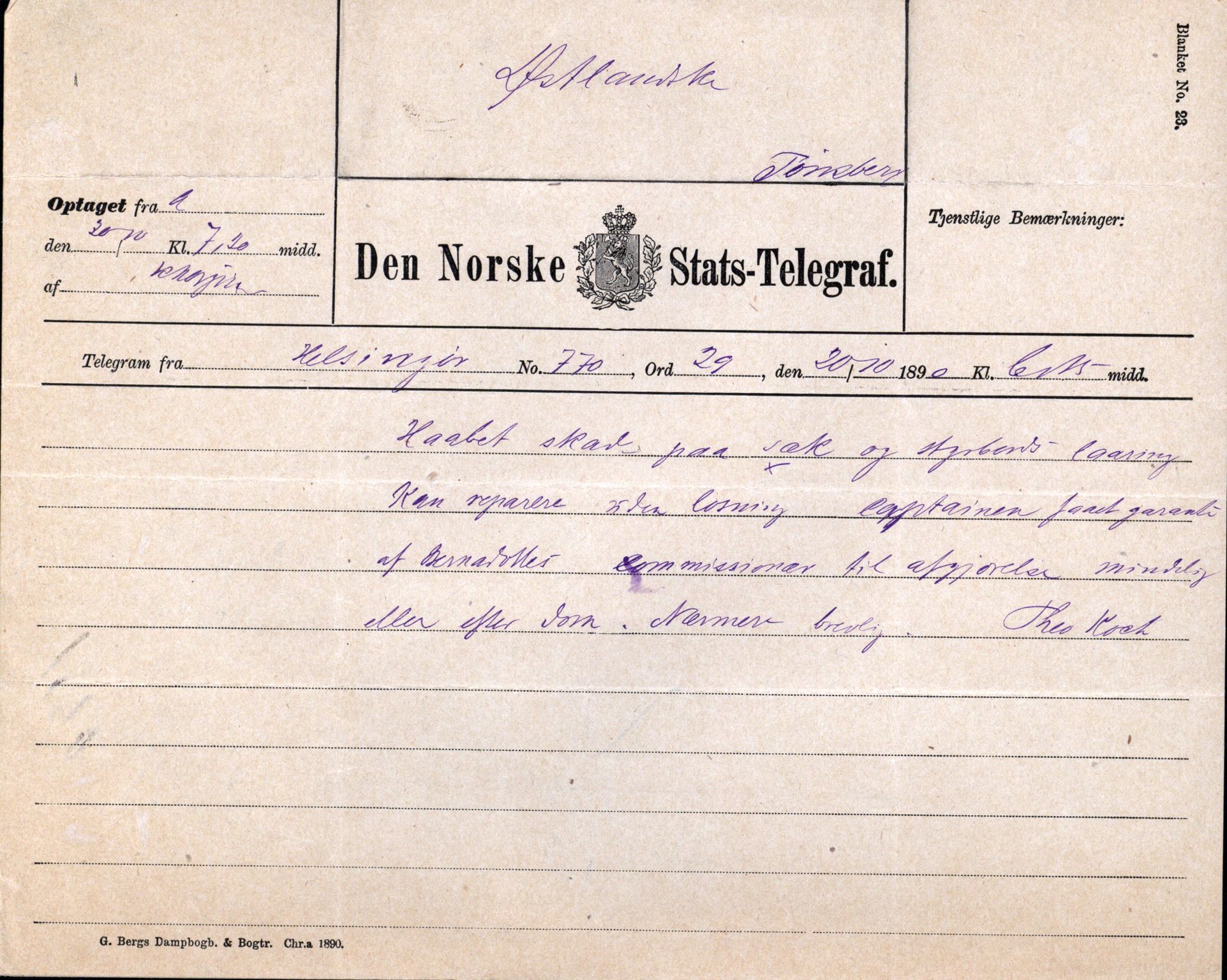 Pa 63 - Østlandske skibsassuranceforening, VEMU/A-1079/G/Ga/L0025/0004: Havaridokumenter / Imanuel, Hefhi, Guldregn, Haabet, Harald, Windsor, 1890, p. 68