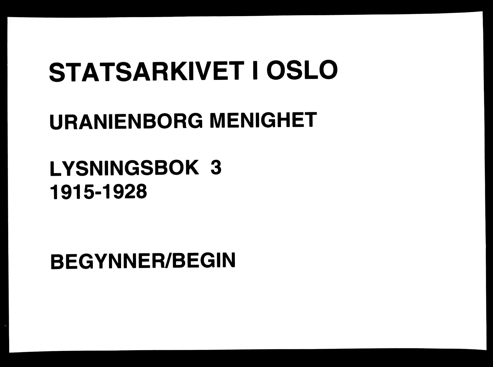 Uranienborg prestekontor Kirkebøker, SAO/A-10877/H/Ha/L0005: Banns register no. I 5, 1915-1928