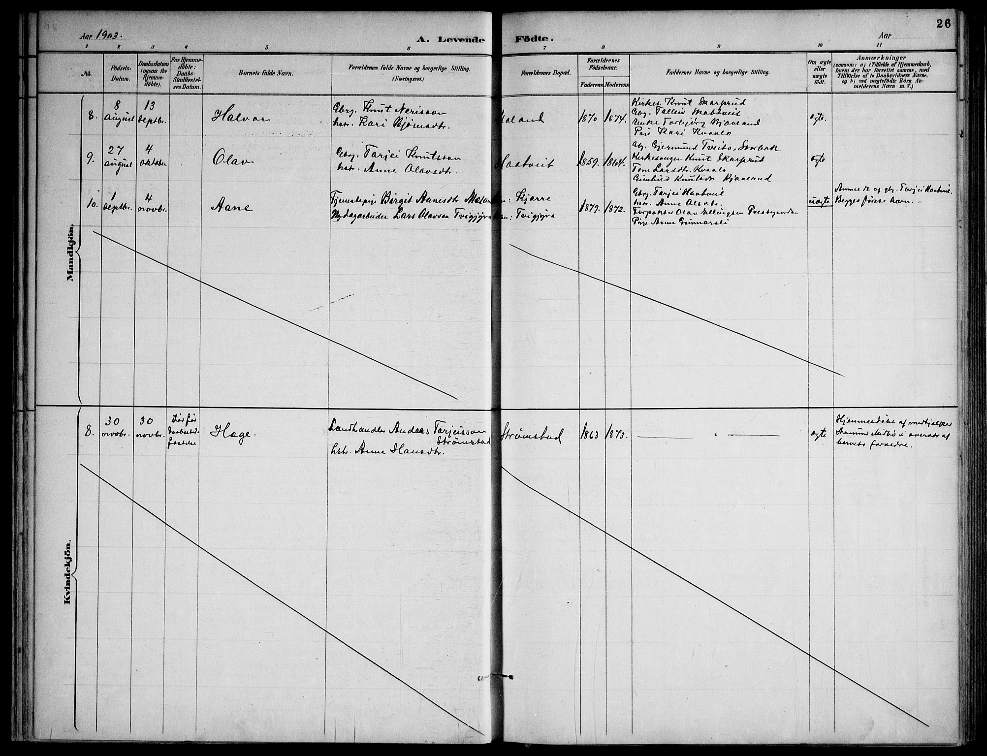 Lårdal kirkebøker, AV/SAKO-A-284/F/Fa/L0007: Parish register (official) no. I 7, 1887-1906, p. 26