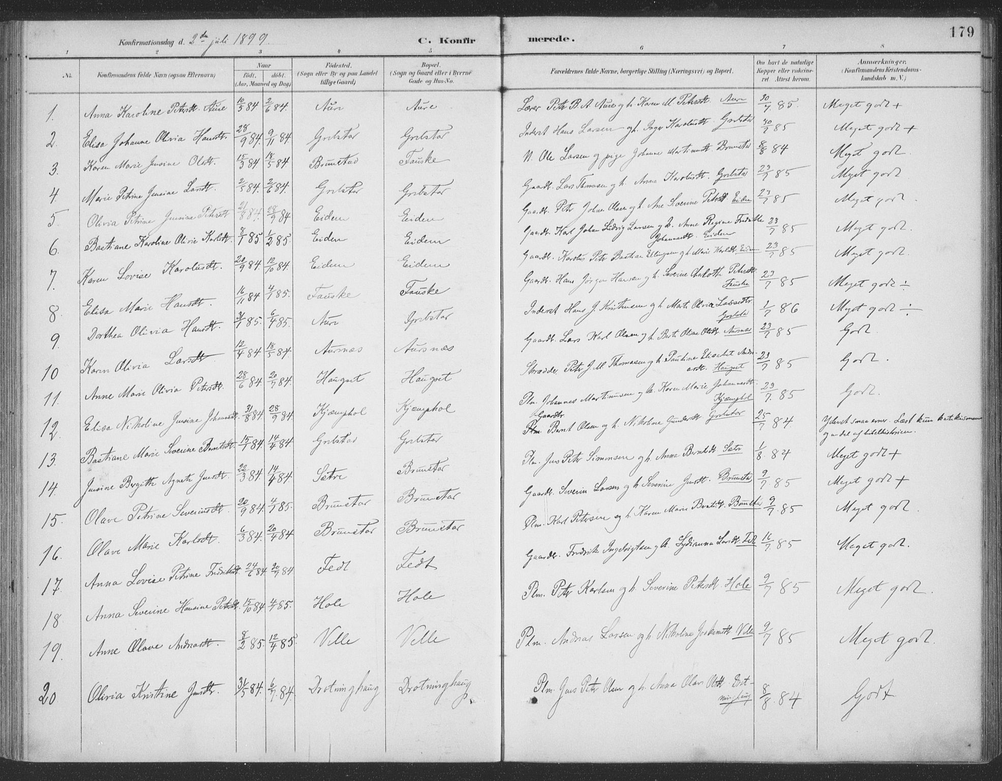 Ministerialprotokoller, klokkerbøker og fødselsregistre - Møre og Romsdal, SAT/A-1454/523/L0335: Parish register (official) no. 523A02, 1891-1911, p. 179