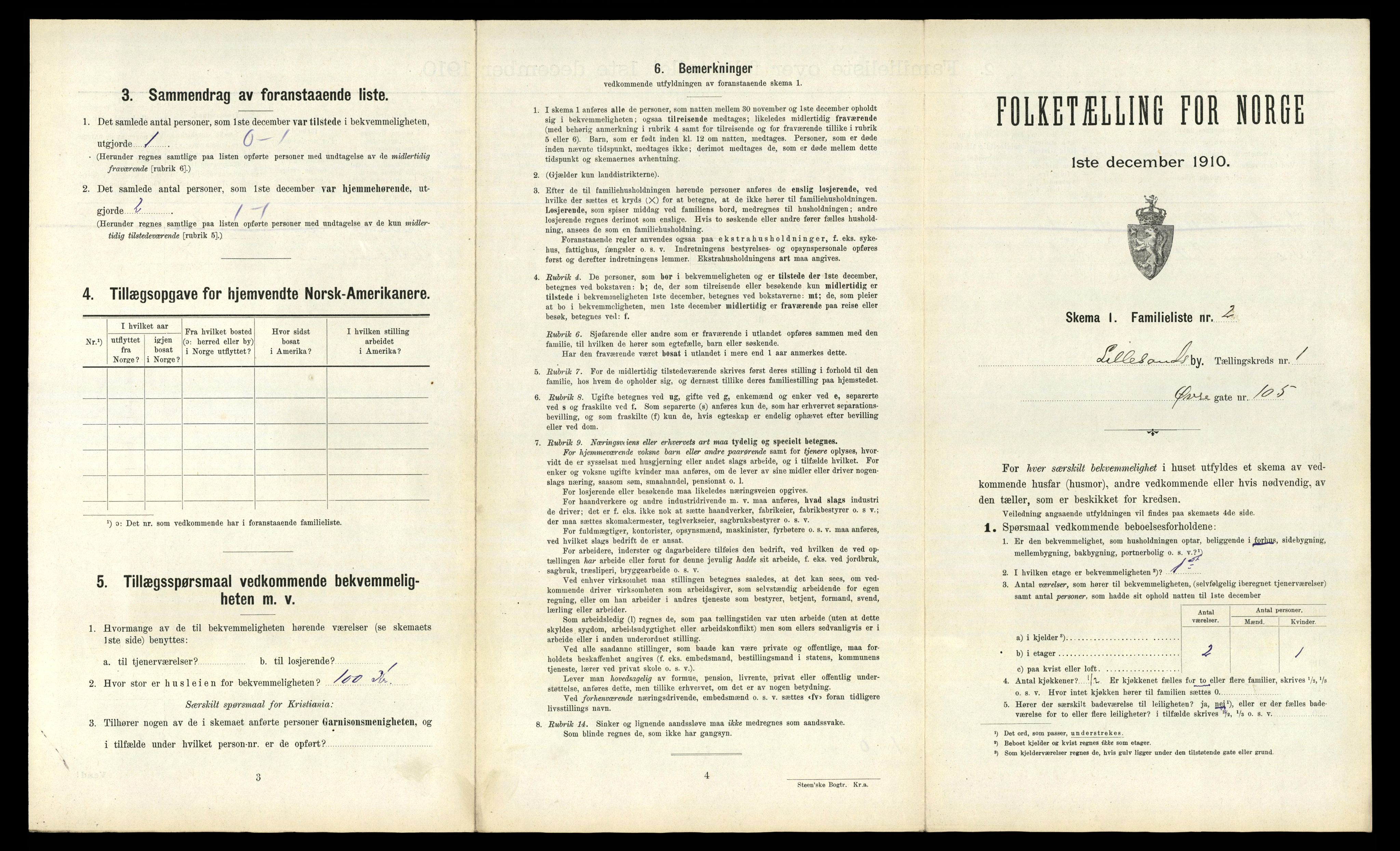 RA, 1910 census for Lillesand, 1910, p. 466