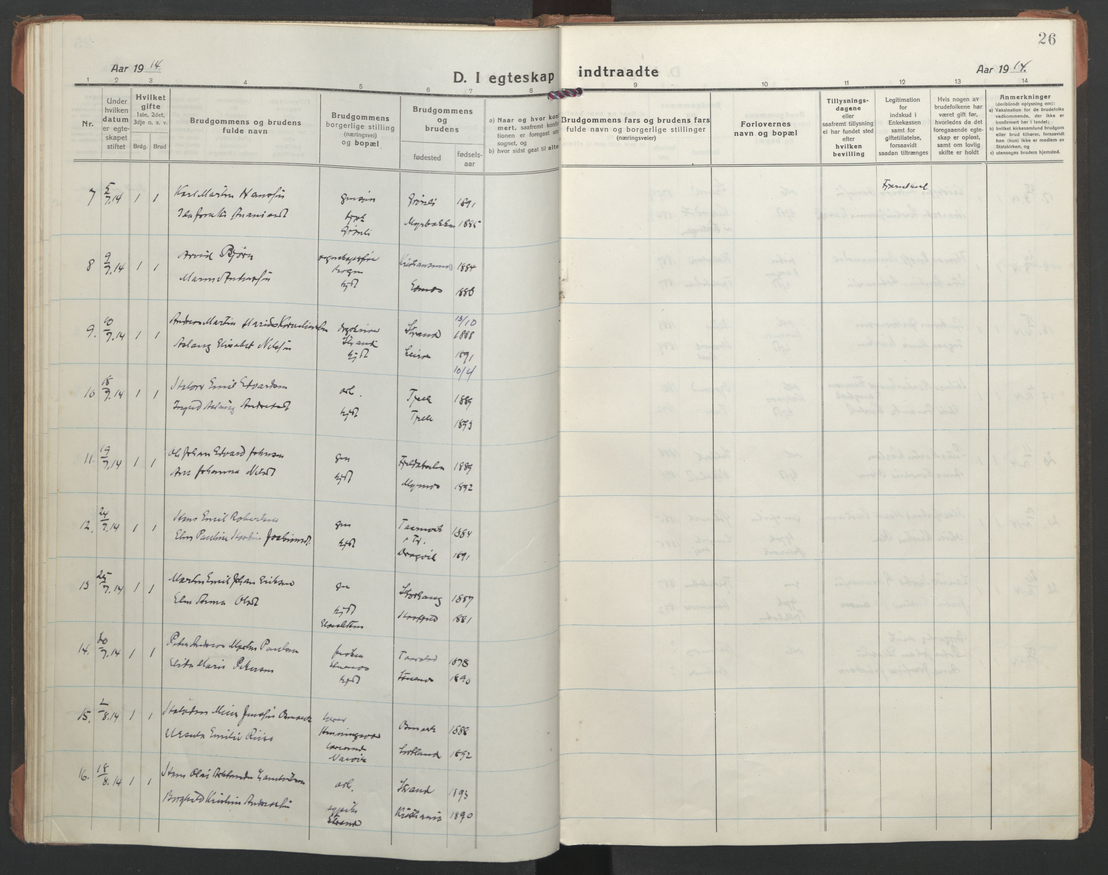 Ministerialprotokoller, klokkerbøker og fødselsregistre - Nordland, AV/SAT-A-1459/863/L0902: Parish register (official) no. 863A14, 1906-1937, p. 26