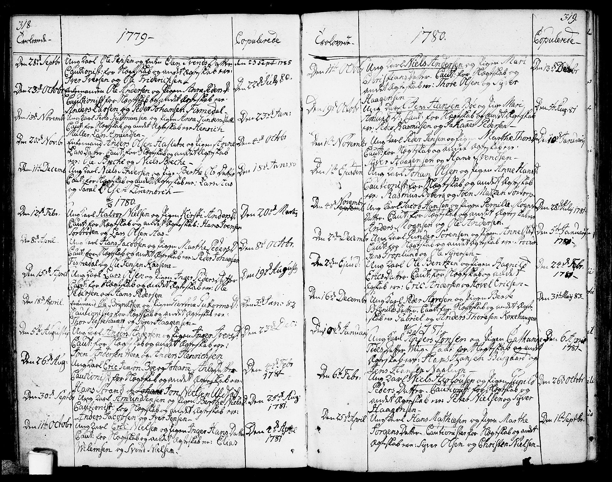Berg prestekontor Kirkebøker, SAO/A-10902/F/Fa/L0001: Parish register (official) no. I 1, 1770-1814, p. 318-319