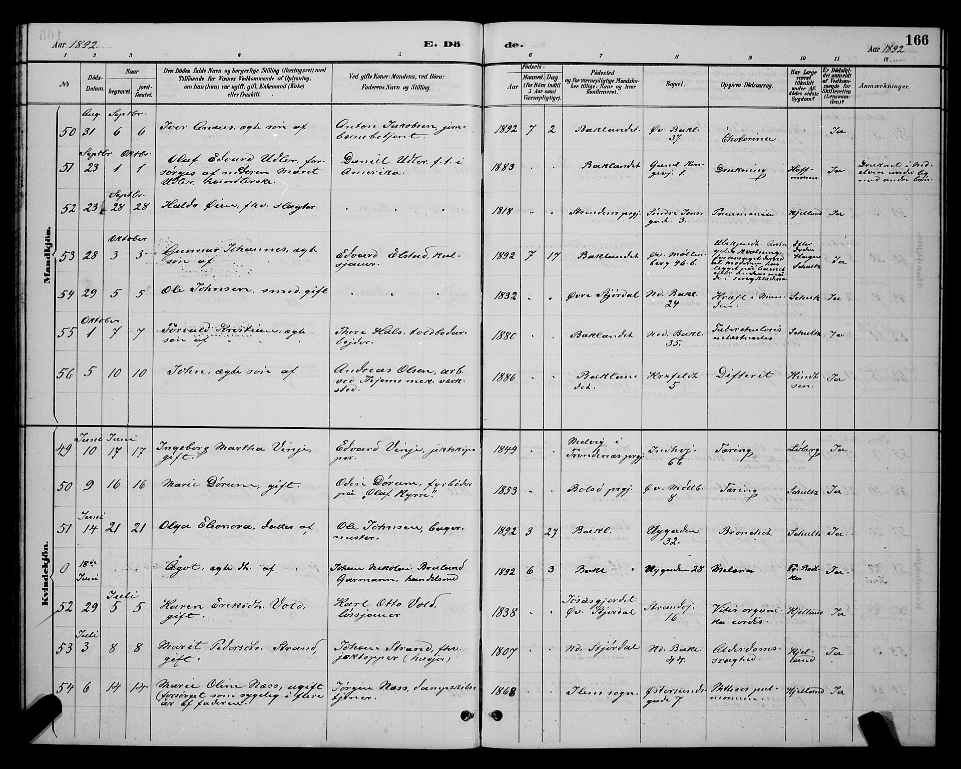 Ministerialprotokoller, klokkerbøker og fødselsregistre - Sør-Trøndelag, AV/SAT-A-1456/604/L0223: Parish register (copy) no. 604C06, 1886-1897, p. 166