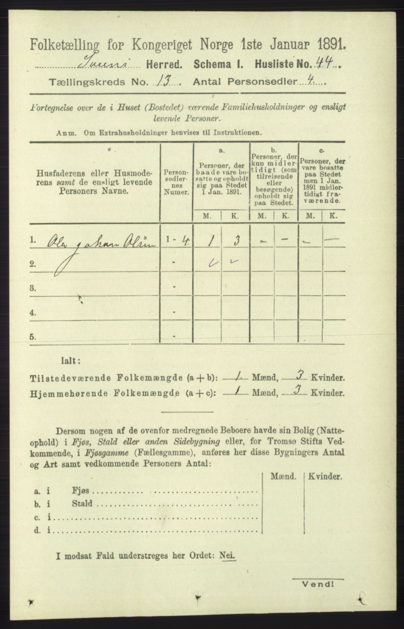 RA, 1891 census for 1216 Sveio, 1891, p. 3661