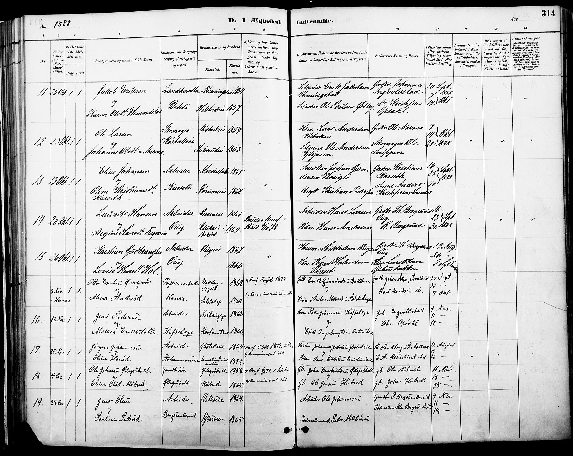 Vang prestekontor, Hedmark, SAH/PREST-008/H/Ha/Haa/L0019A: Parish register (official) no. 19, 1886-1900, p. 314