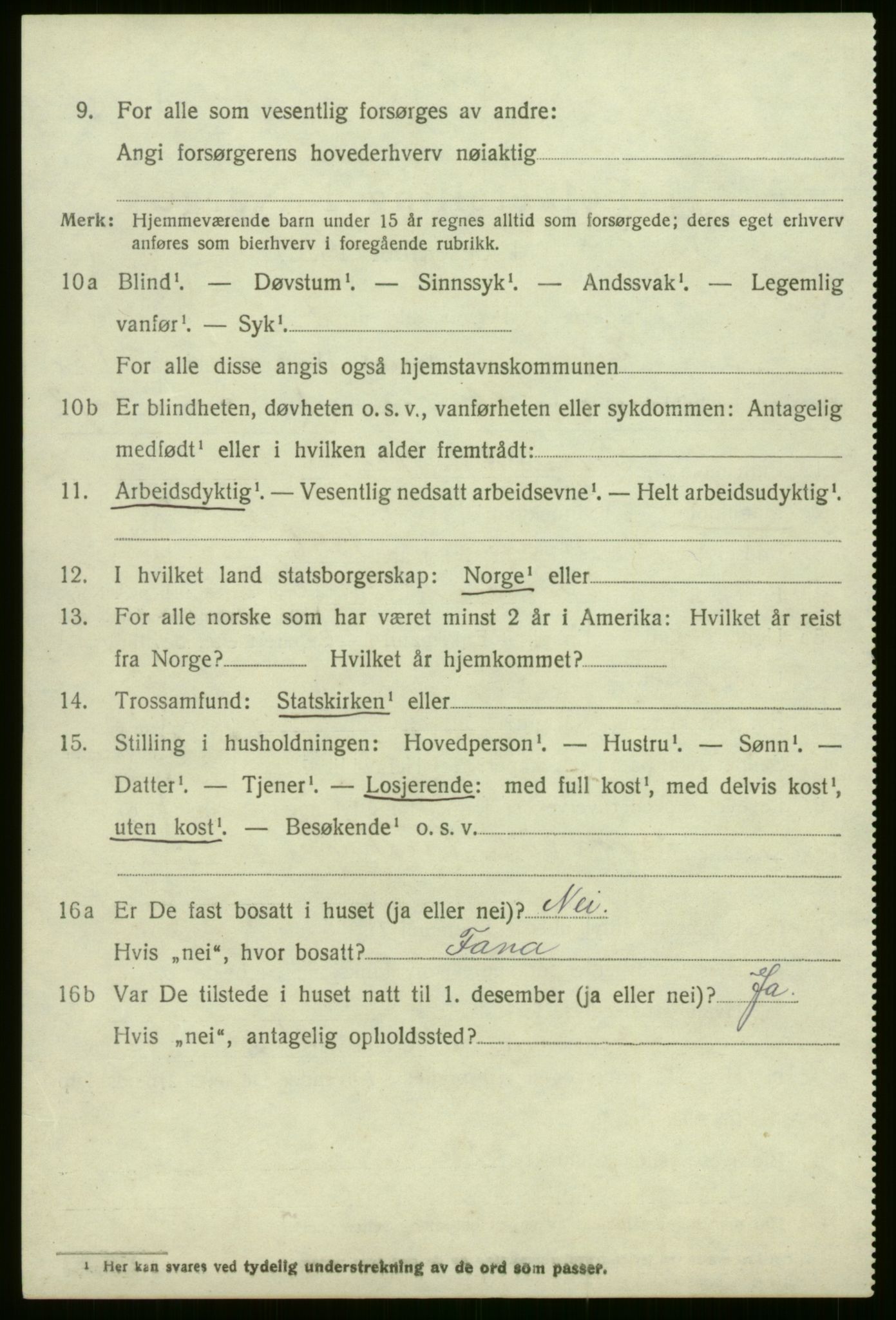 SAB, 1920 census for Evanger, 1920, p. 942