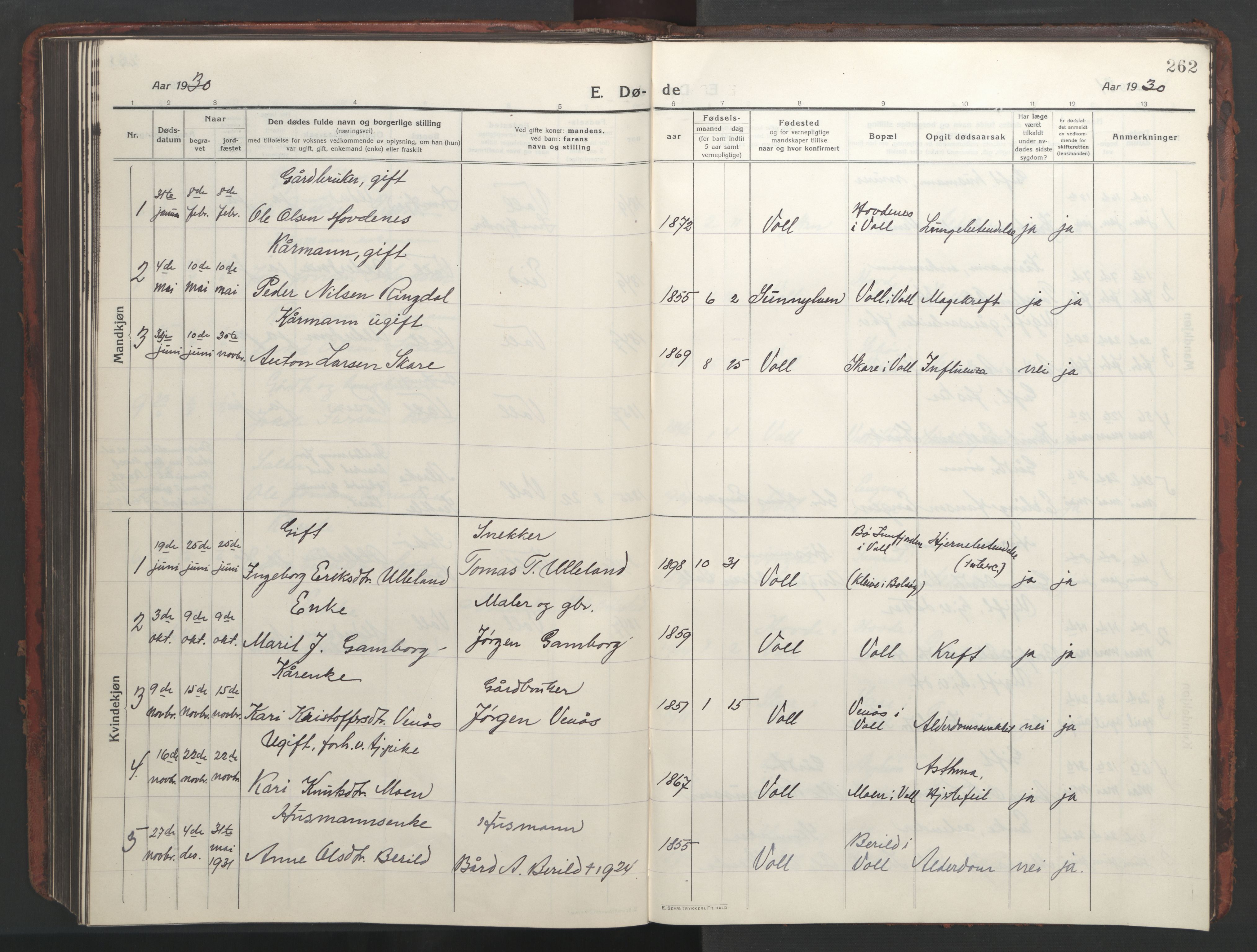 Ministerialprotokoller, klokkerbøker og fødselsregistre - Møre og Romsdal, AV/SAT-A-1454/543/L0565: Parish register (copy) no. 543C03, 1916-1955, p. 262