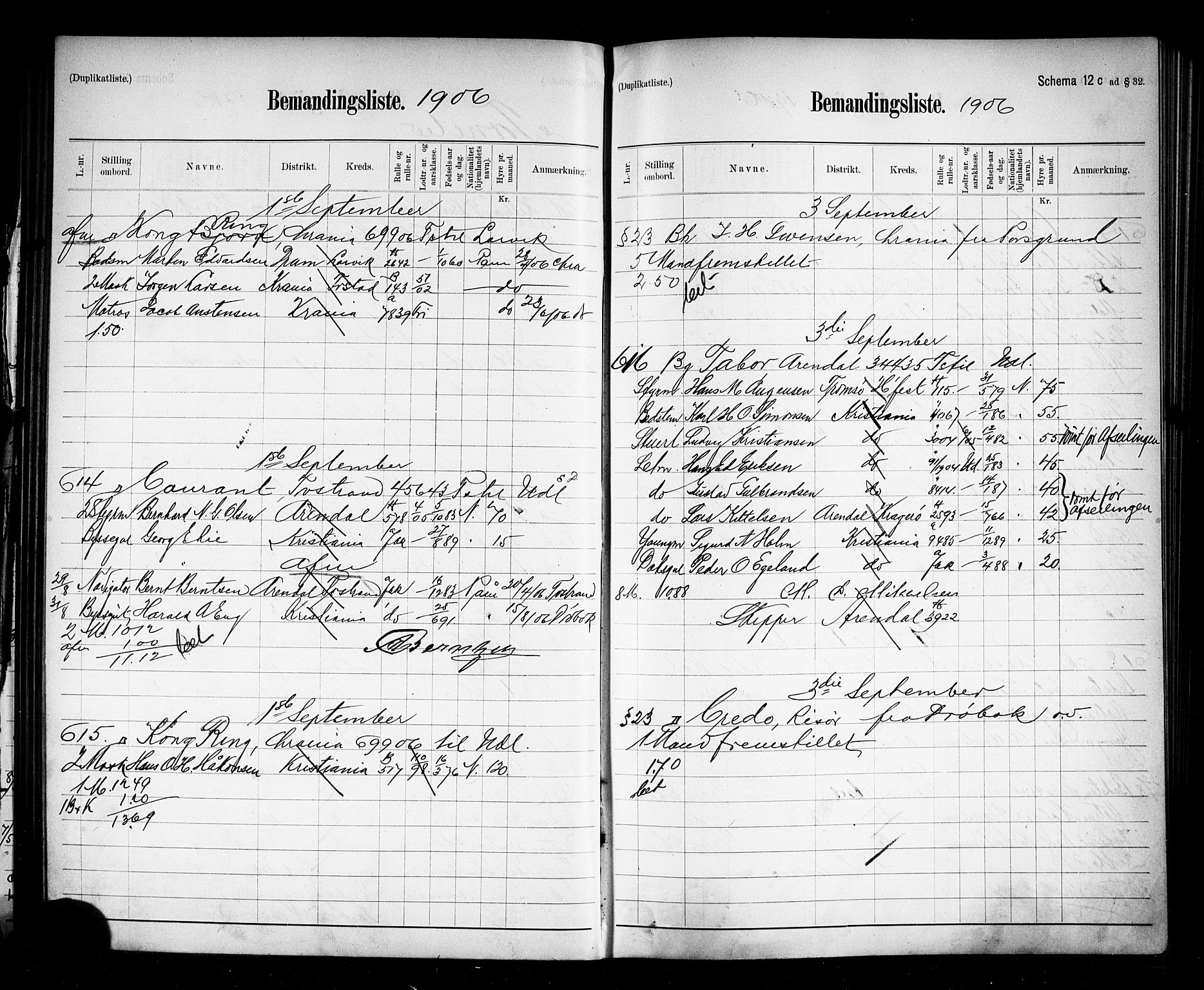 Oslo mønstringskontor, AV/SAO-A-10569g/G/Ga/L0010: Mønstringsjournal, 1906-1907