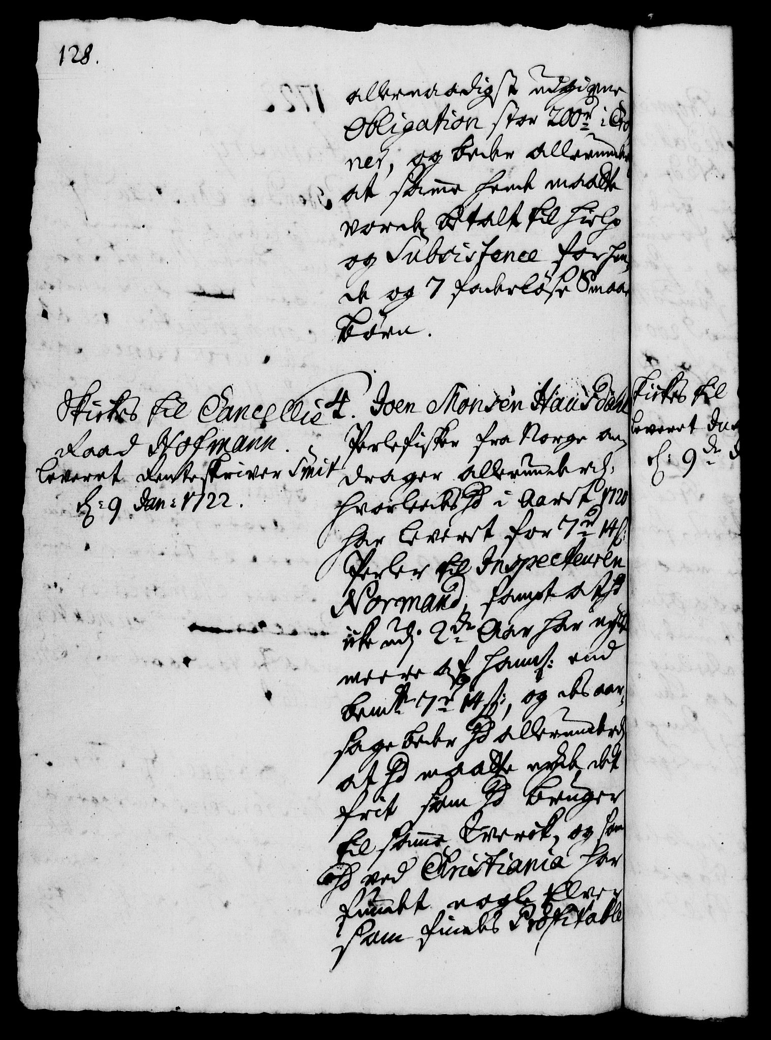 Rentekammeret, Kammerkanselliet, AV/RA-EA-3111/G/Gh/Gha/L0005: Norsk ekstraktmemorialprotokoll (merket RK 53.50), 1721-1723, p. 128