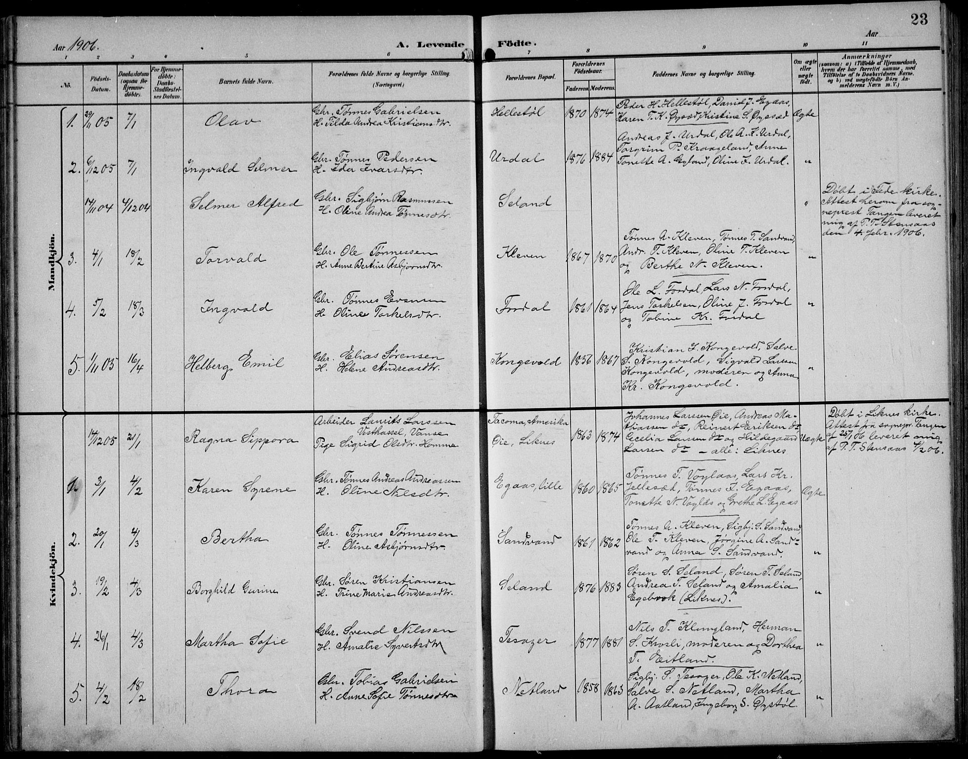Bakke sokneprestkontor, SAK/1111-0002/F/Fb/Fbb/L0004: Parish register (copy) no. B 4, 1896-1927, p. 23