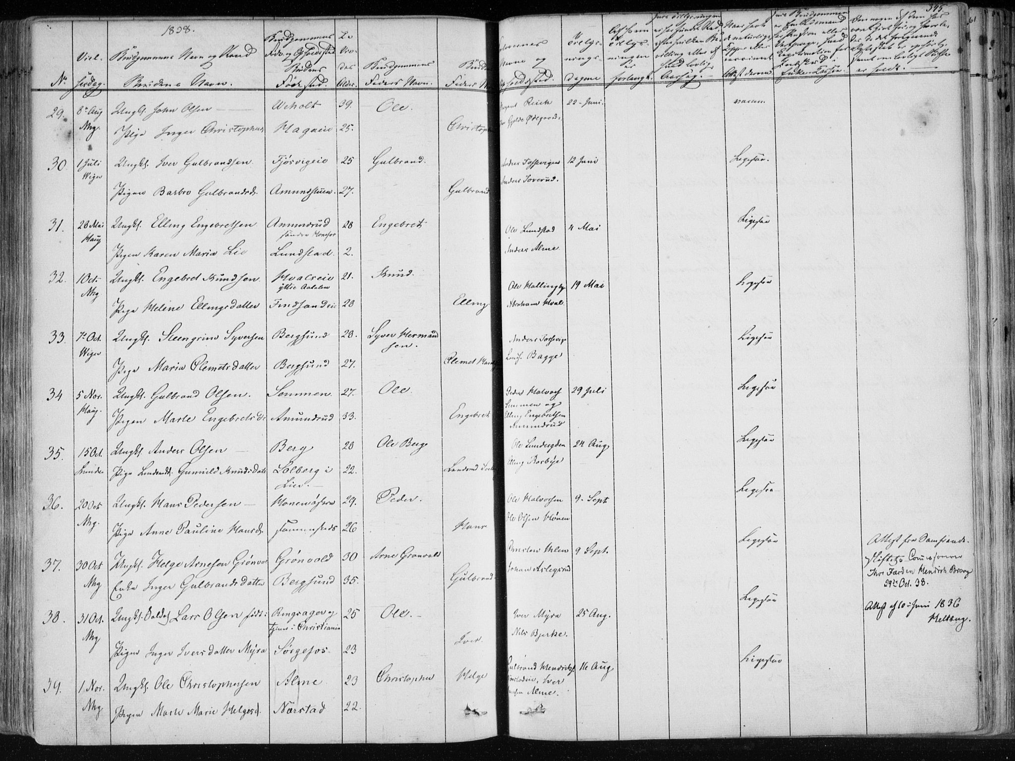 Norderhov kirkebøker, SAKO/A-237/F/Fa/L0010: Parish register (official) no. 10, 1837-1847, p. 345