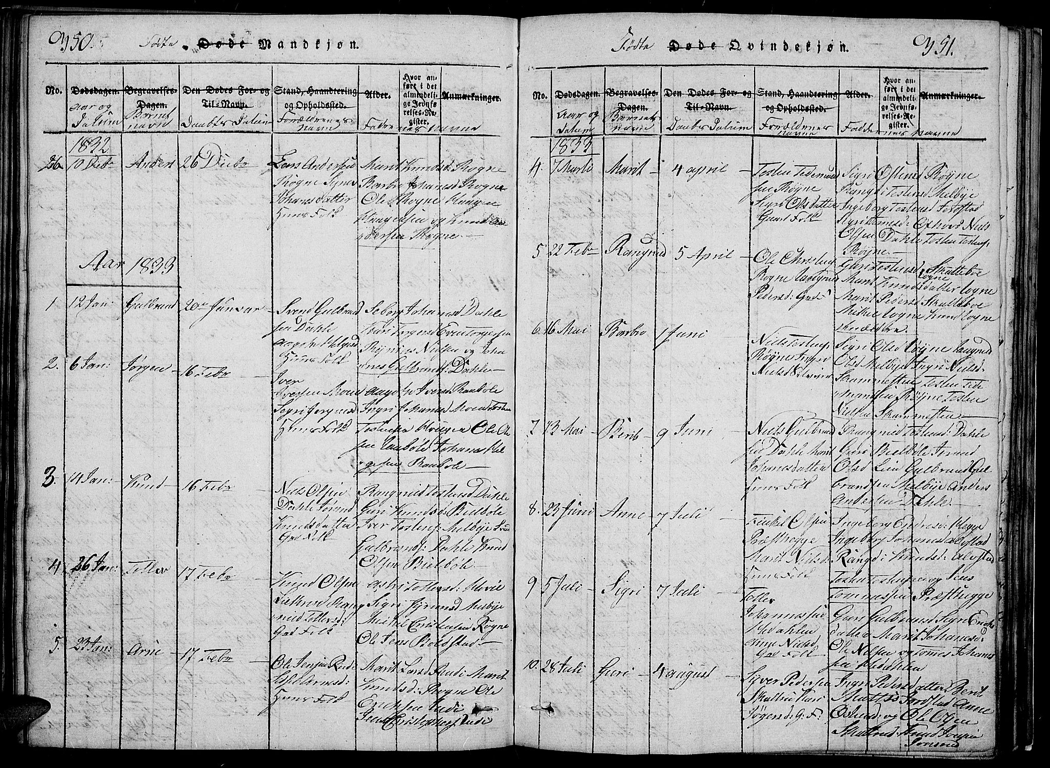 Slidre prestekontor, SAH/PREST-134/H/Ha/Hab/L0002: Parish register (copy) no. 2, 1814-1839, p. 350-351