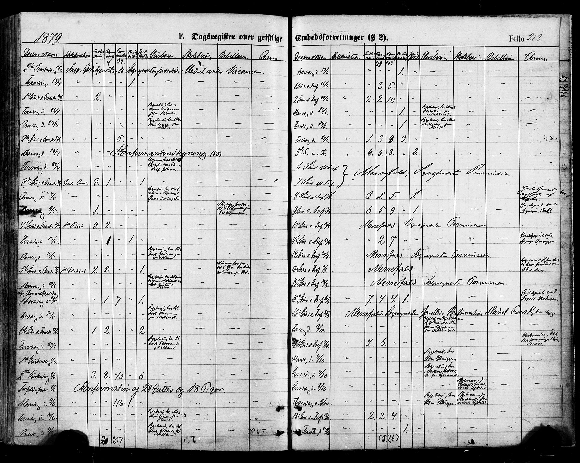 Ministerialprotokoller, klokkerbøker og fødselsregistre - Nordland, AV/SAT-A-1459/895/L1370: Parish register (official) no. 895A05, 1873-1884, p. 218