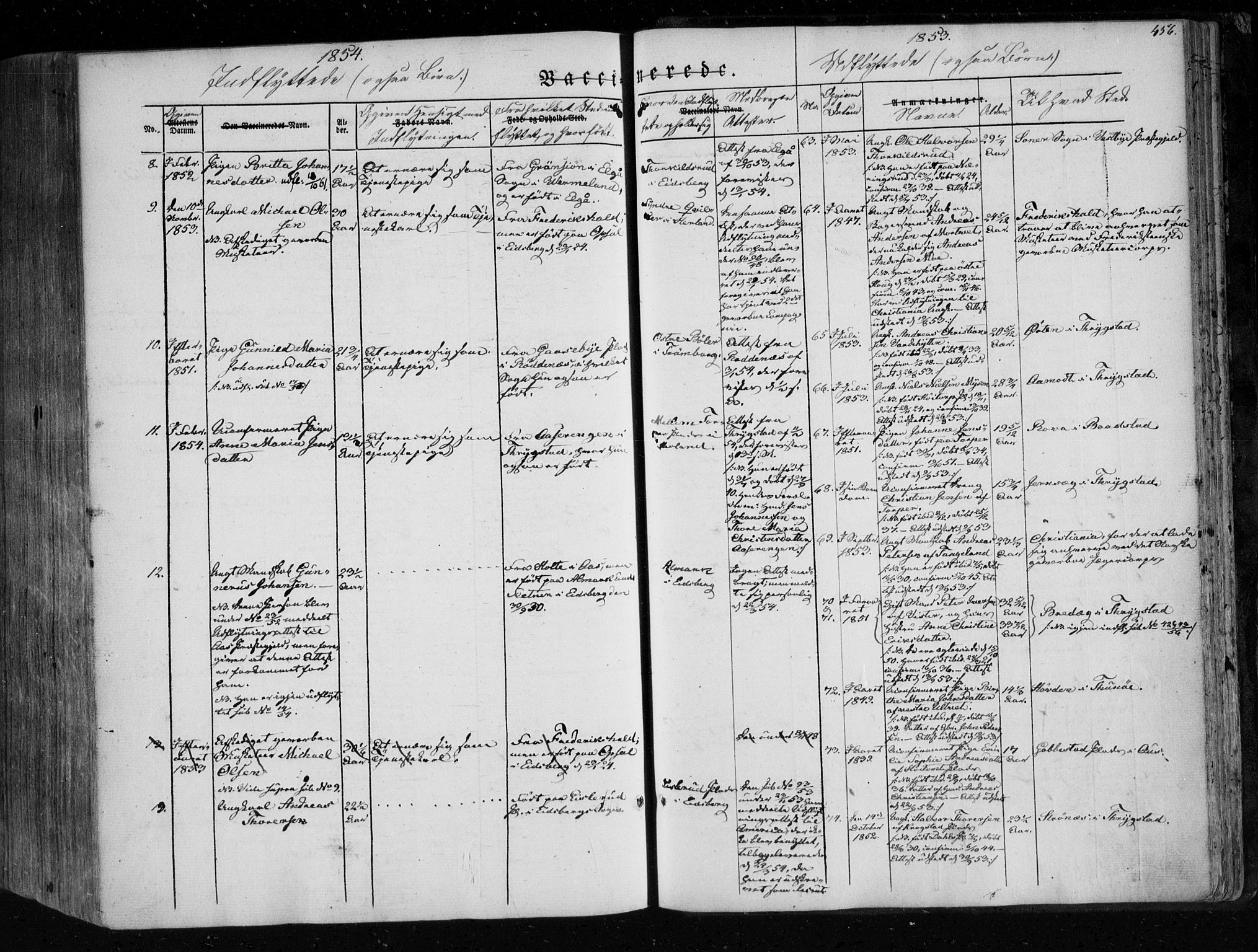 Eidsberg prestekontor Kirkebøker, SAO/A-10905/F/Fa/L0009: Parish register (official) no. I 9, 1849-1856, p. 456