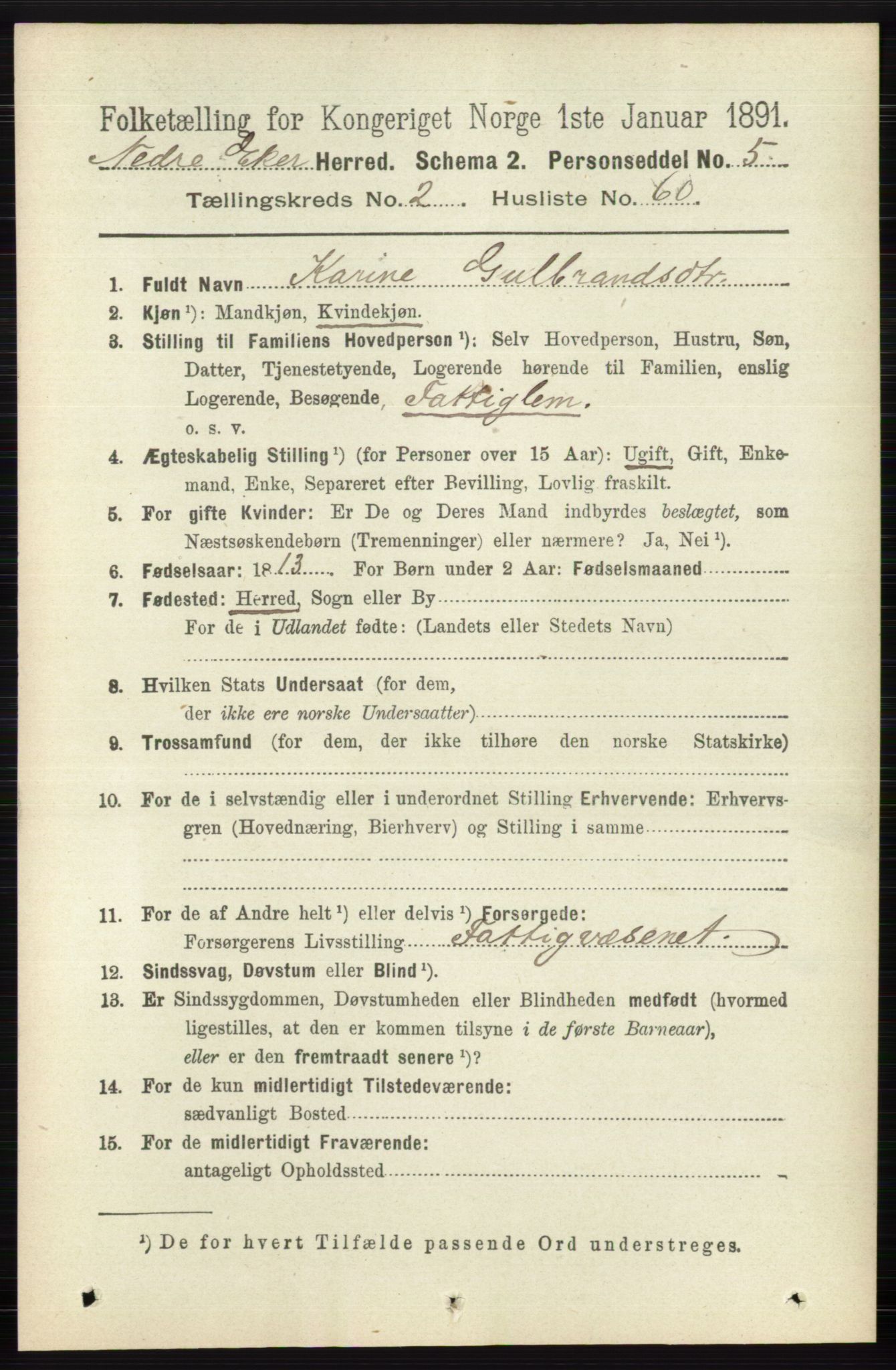 RA, 1891 census for 0625 Nedre Eiker, 1891, p. 877