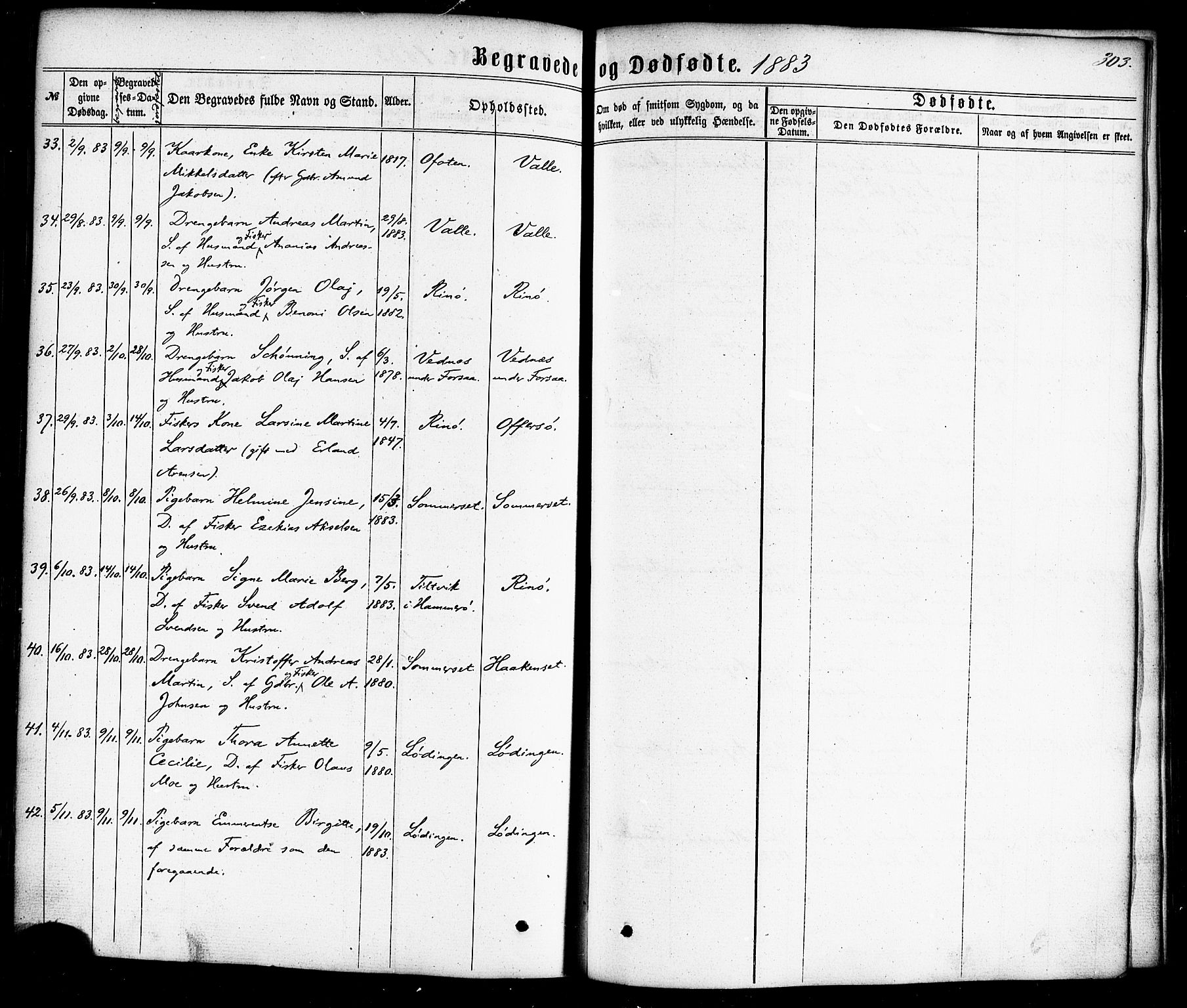 Ministerialprotokoller, klokkerbøker og fødselsregistre - Nordland, AV/SAT-A-1459/872/L1034: Parish register (official) no. 872A09, 1864-1884, p. 303