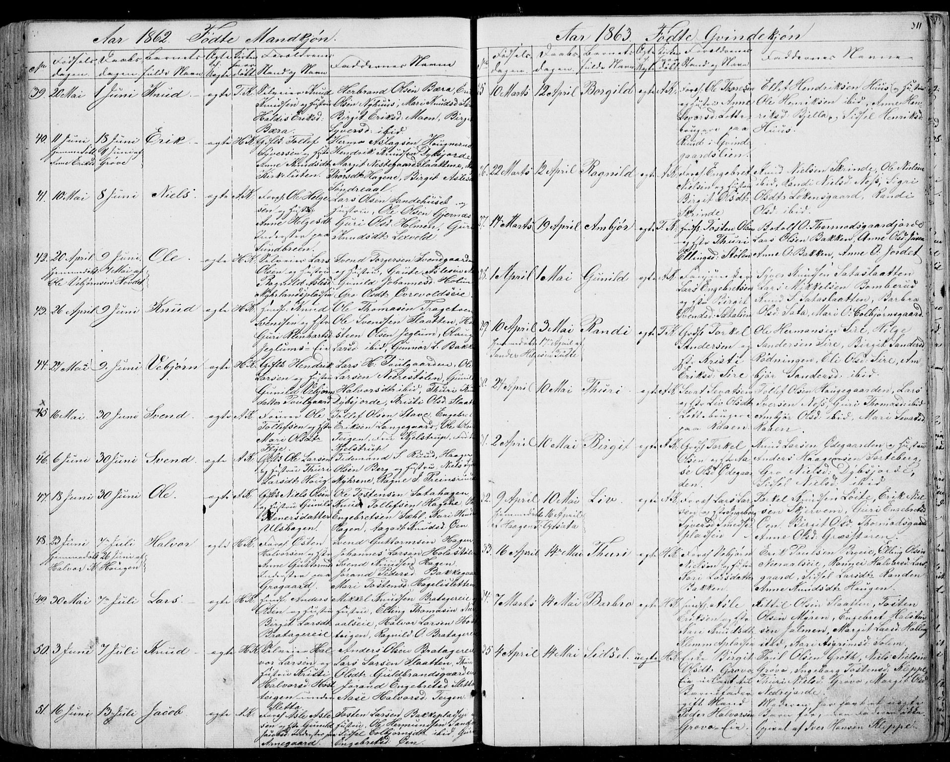 Ål kirkebøker, SAKO/A-249/F/Fa/L0006: Parish register (official) no. I 6, 1849-1864, p. 311