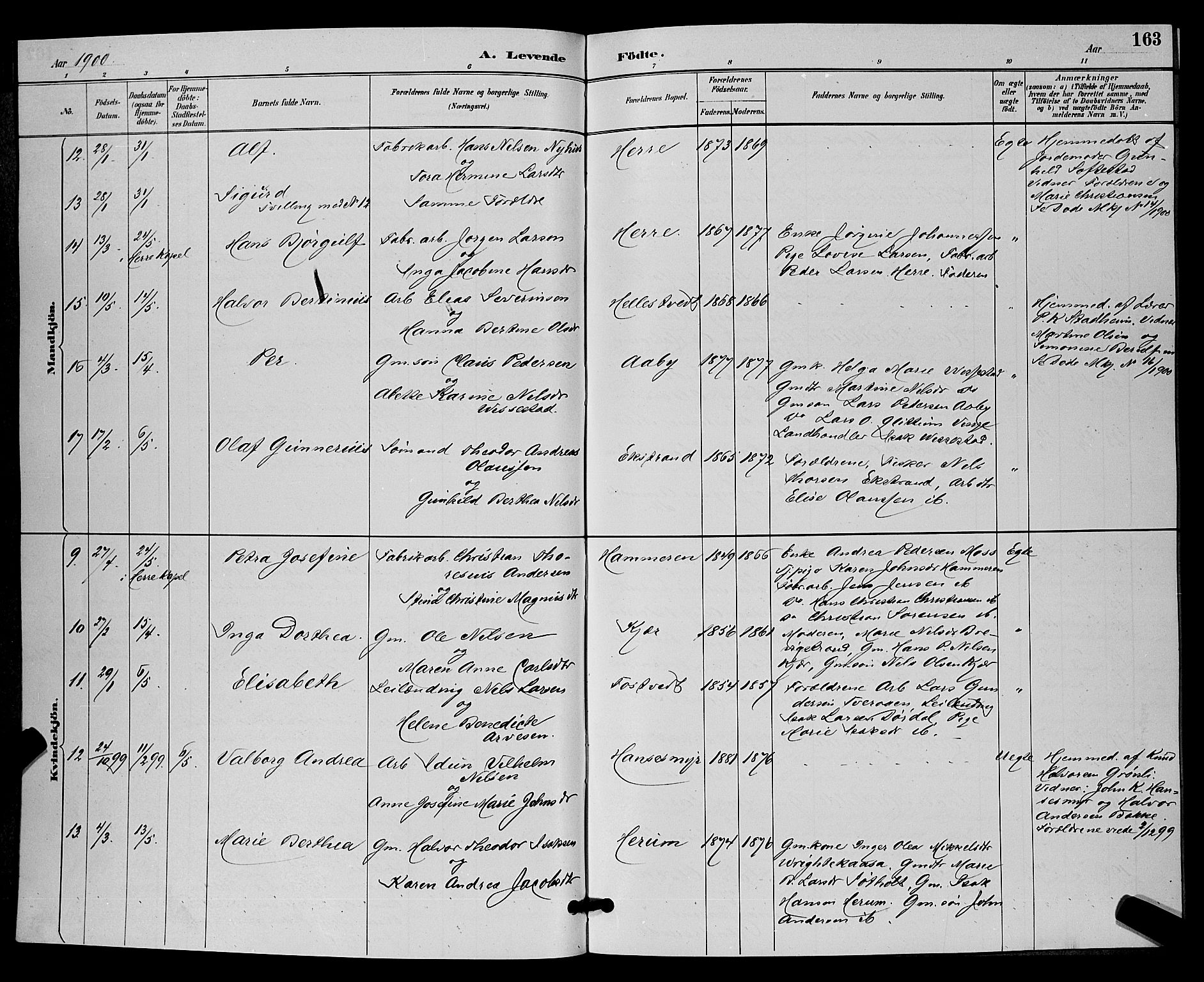 Bamble kirkebøker, AV/SAKO-A-253/G/Ga/L0009: Parish register (copy) no. I 9, 1888-1900, p. 163