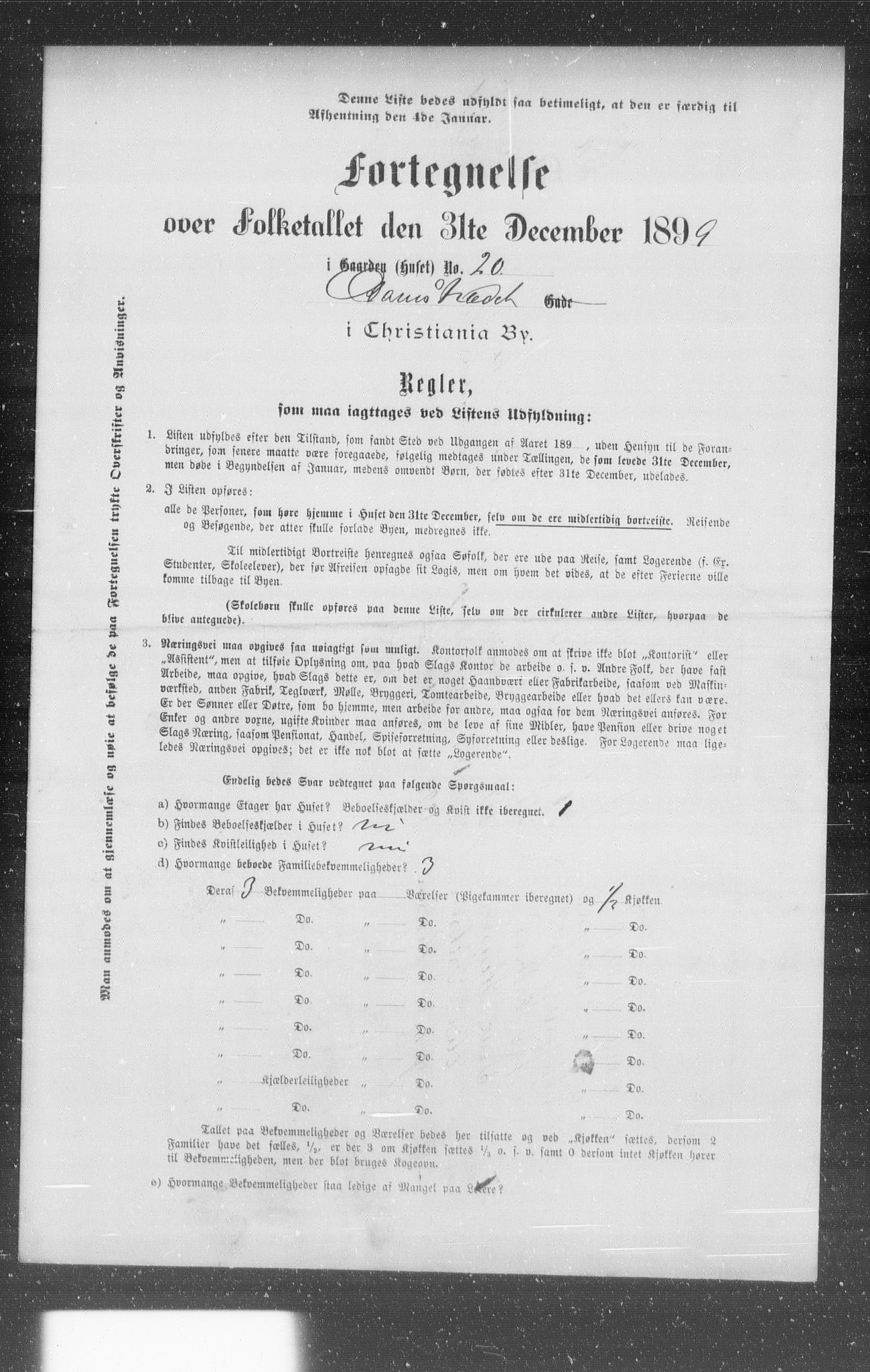 OBA, Municipal Census 1899 for Kristiania, 1899, p. 1896