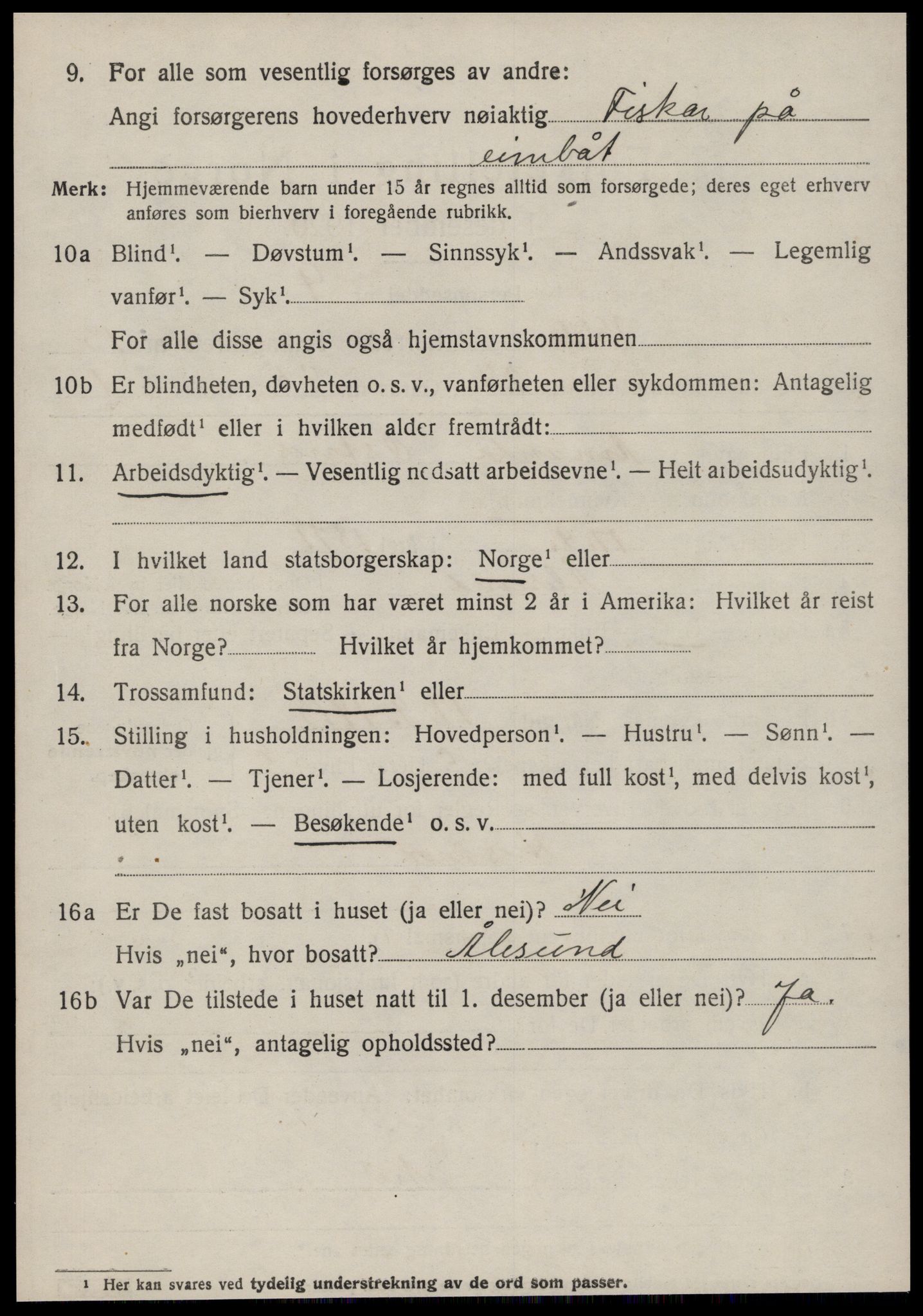 SAT, 1920 census for Volda, 1920, p. 8637