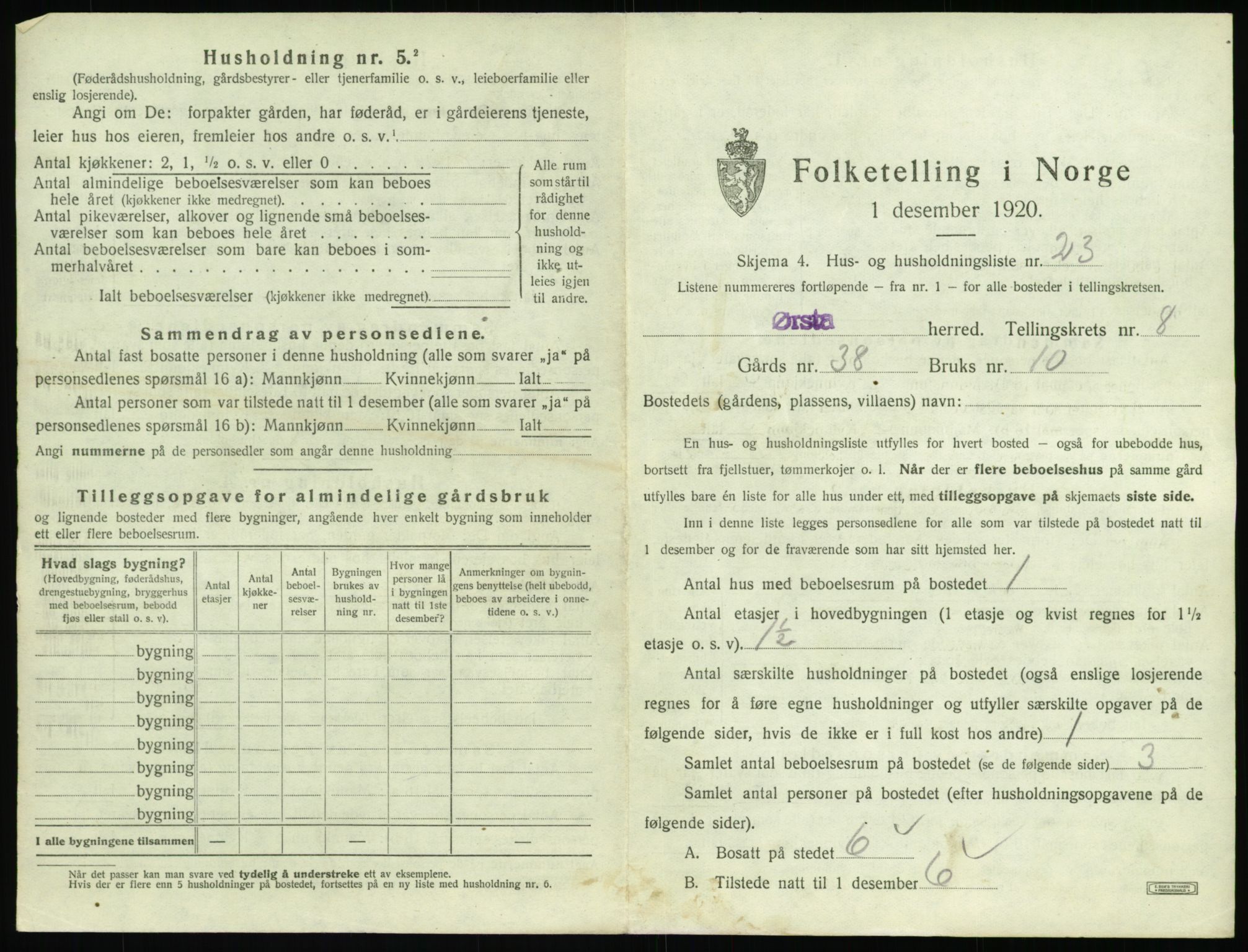 SAT, 1920 census for Ørsta, 1920, p. 832