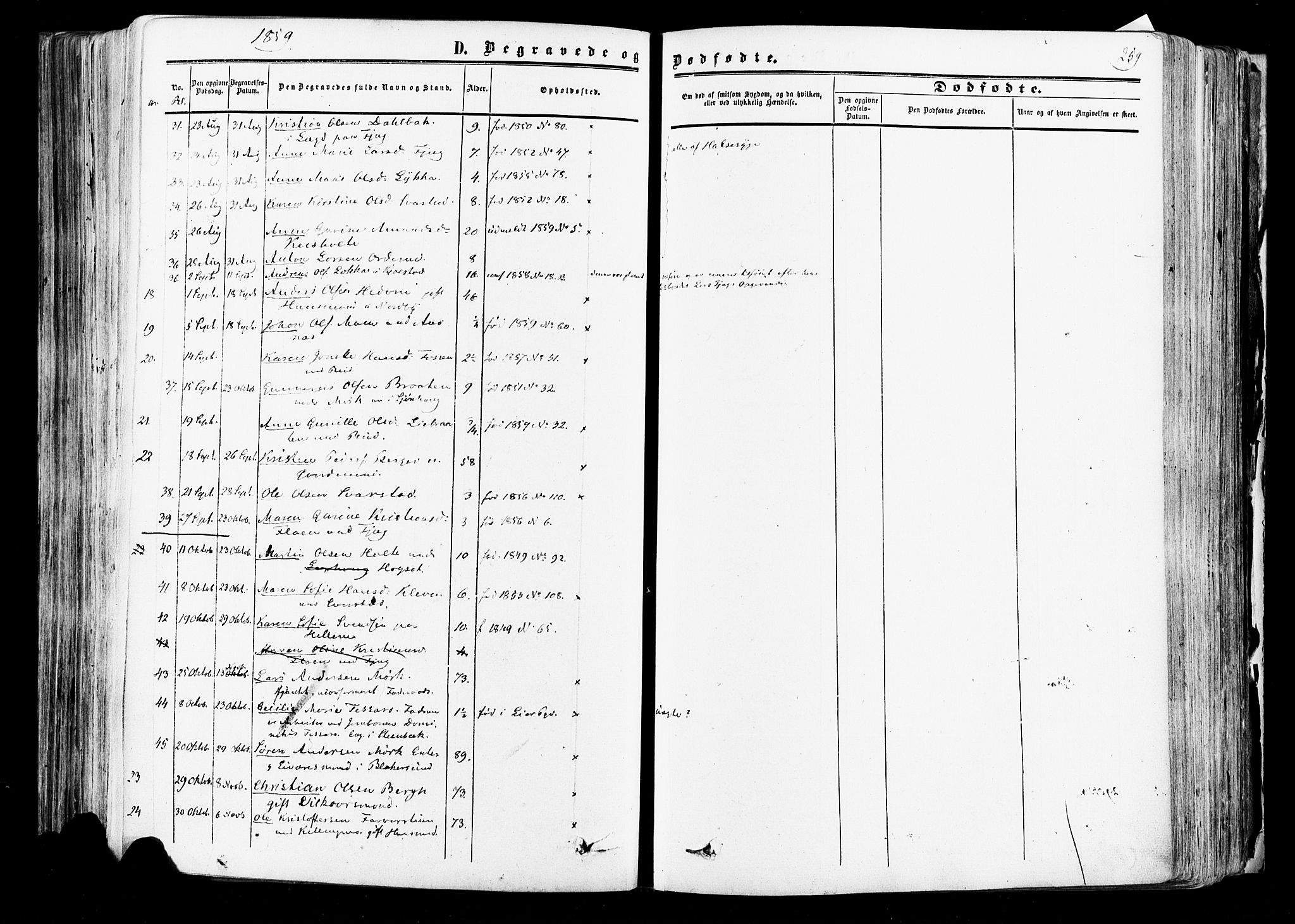 Aurskog prestekontor Kirkebøker, AV/SAO-A-10304a/F/Fa/L0007: Parish register (official) no. I 7, 1854-1877, p. 259