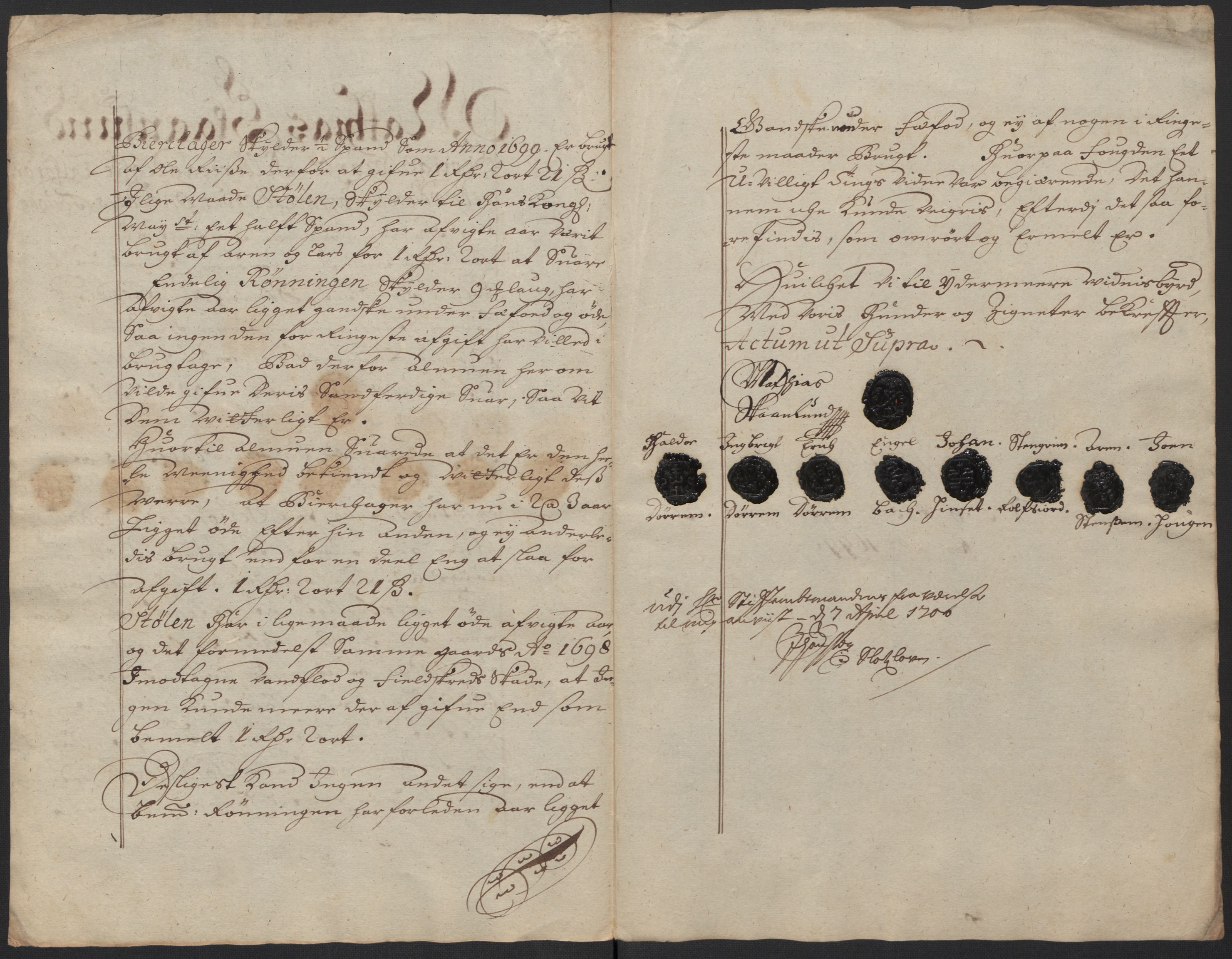 Rentekammeret inntil 1814, Reviderte regnskaper, Fogderegnskap, AV/RA-EA-4092/R60/L3949: Fogderegnskap Orkdal og Gauldal, 1699, p. 215