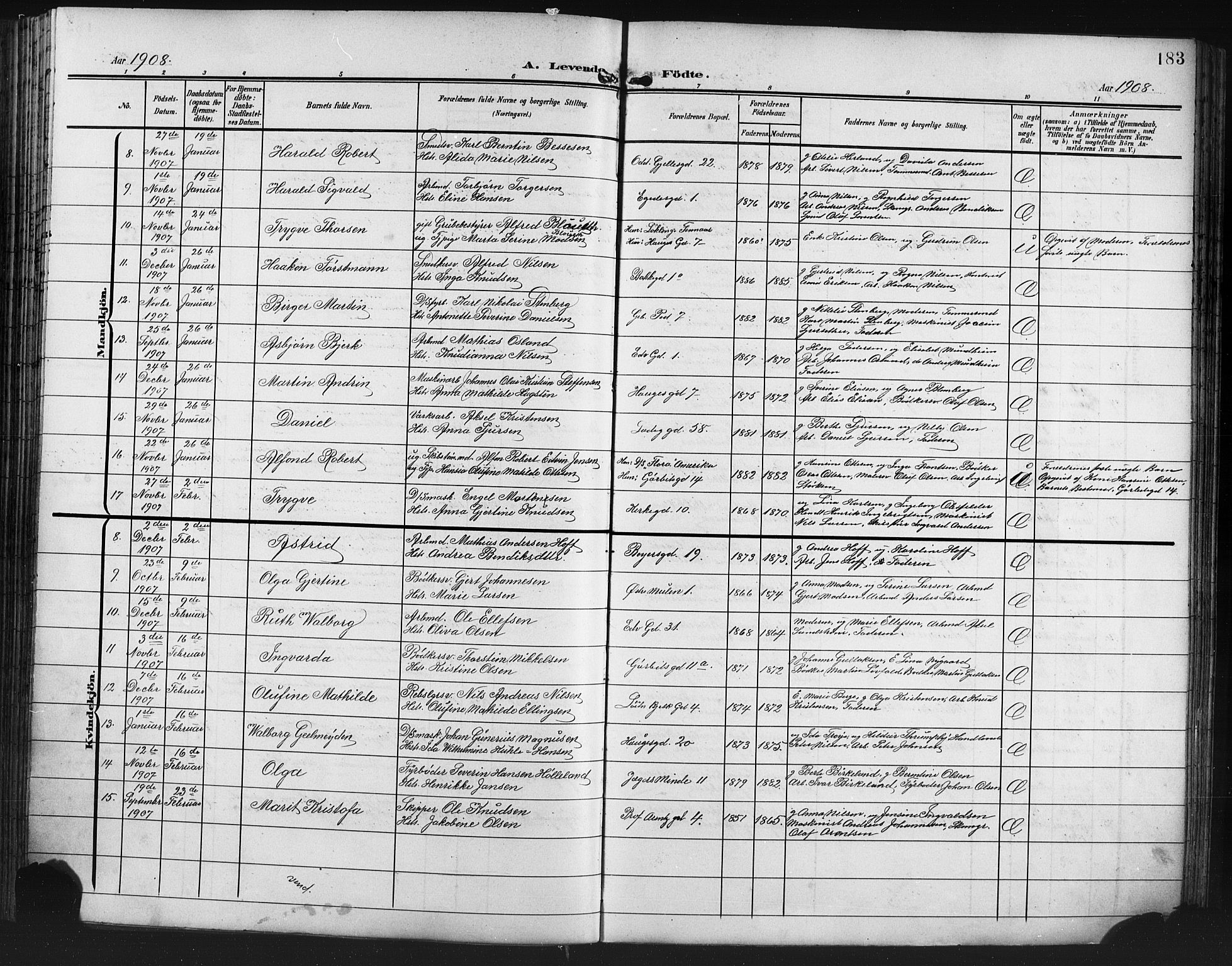 Sandviken Sokneprestembete, AV/SAB-A-77601/H/Hb/L0004: Parish register (copy) no. B 1, 1901-1914, p. 183