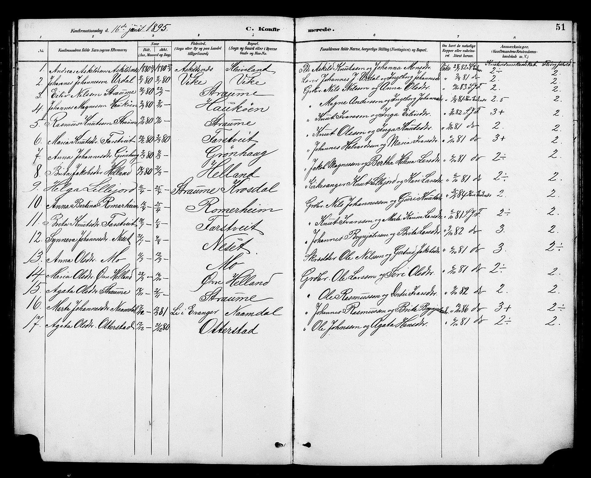 Osterfjorden Soknepresembete, AV/SAB-A-77301: Parish register (copy) no. B 2, 1891-1922, p. 51