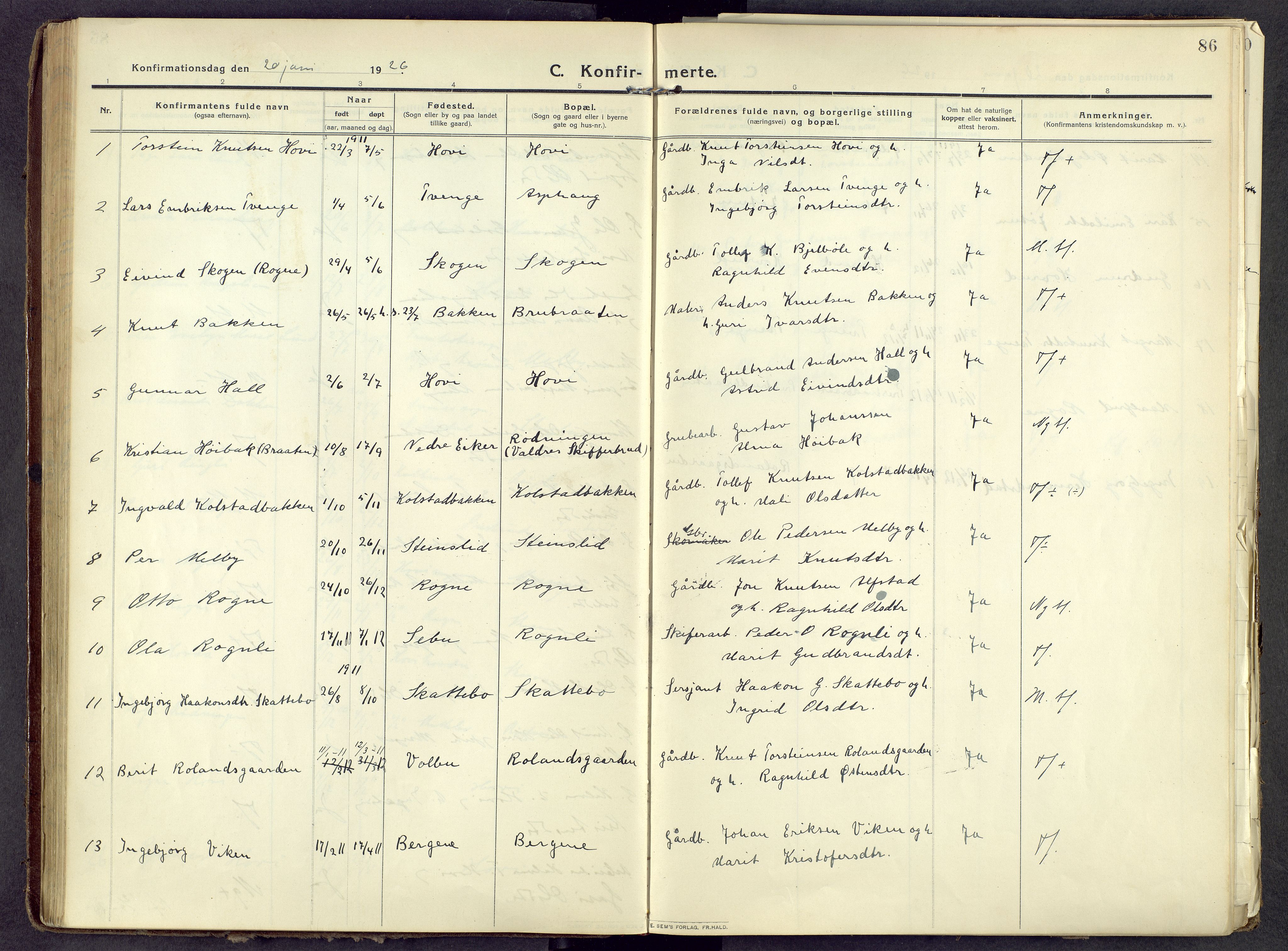 Øystre Slidre prestekontor, AV/SAH-PREST-138/H/Ha/Haa/L0006: Parish register (official) no. 6, 1911-1931, p. 86