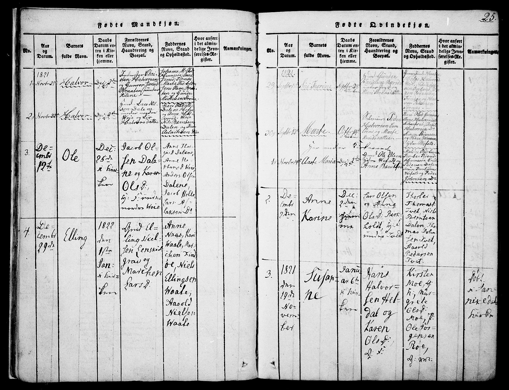 Drangedal kirkebøker, SAKO/A-258/F/Fa/L0005: Parish register (official) no. 5 /1, 1814-1831, p. 25