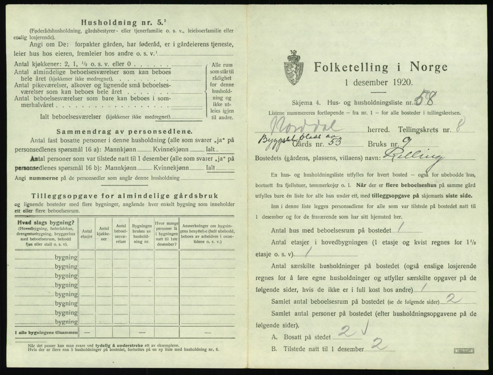 SAT, 1920 census for Norddal, 1920, p. 701