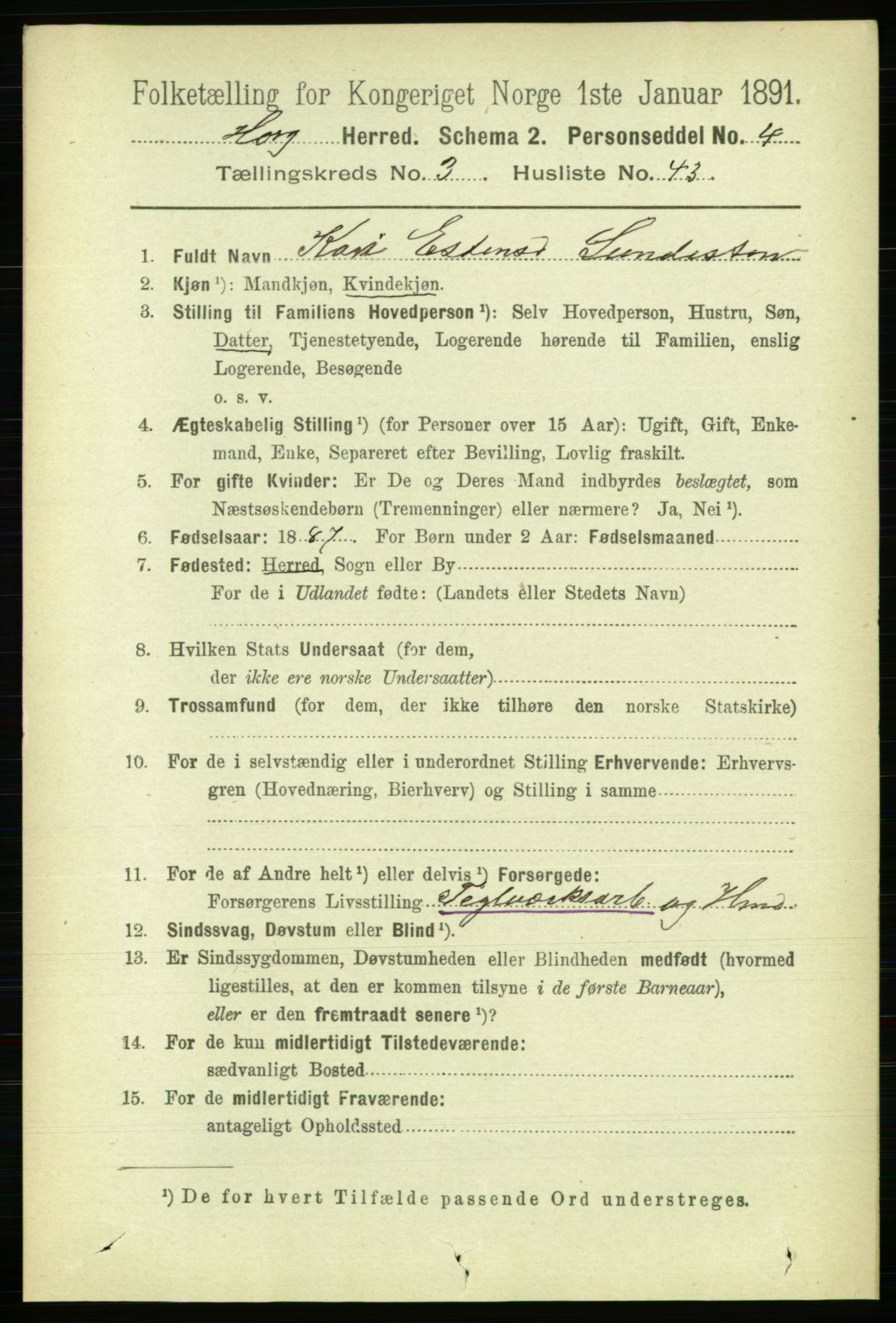 RA, 1891 census for 1650 Horg, 1891, p. 1318