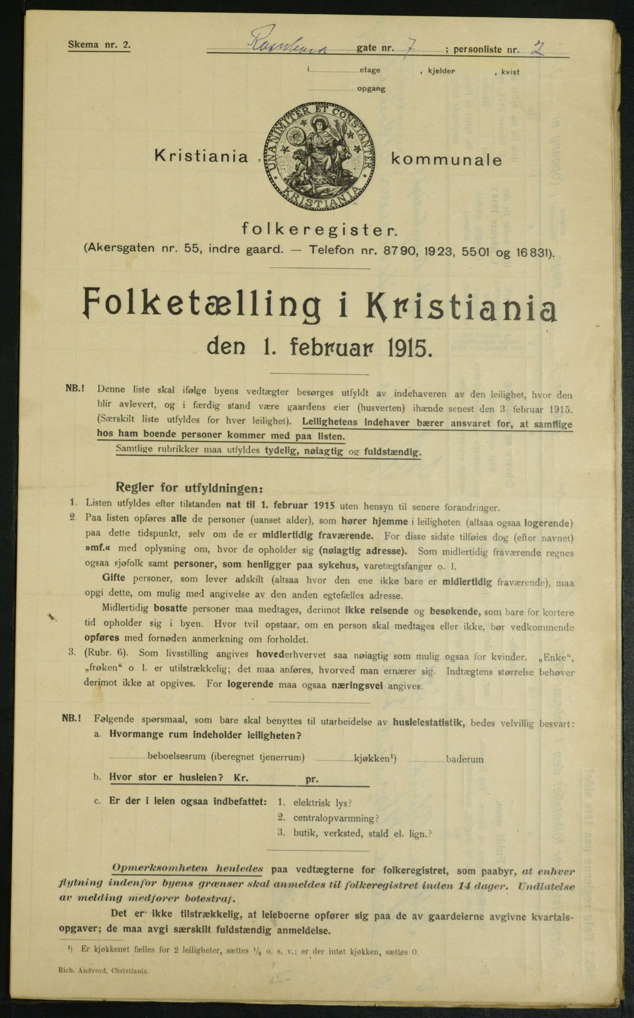 OBA, Municipal Census 1915 for Kristiania, 1915, p. 83709