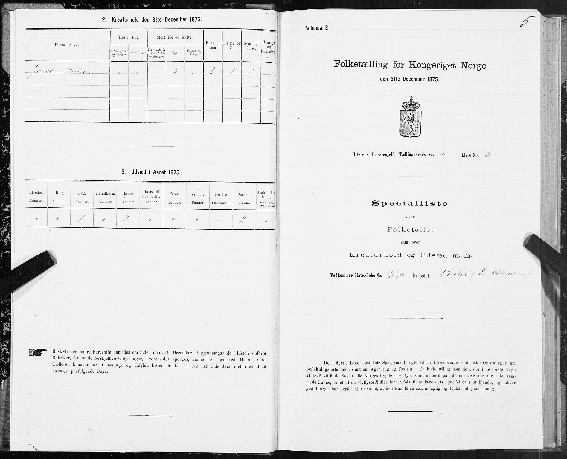 SAT, 1875 census for 1617P Hitra, 1875, p. 3005