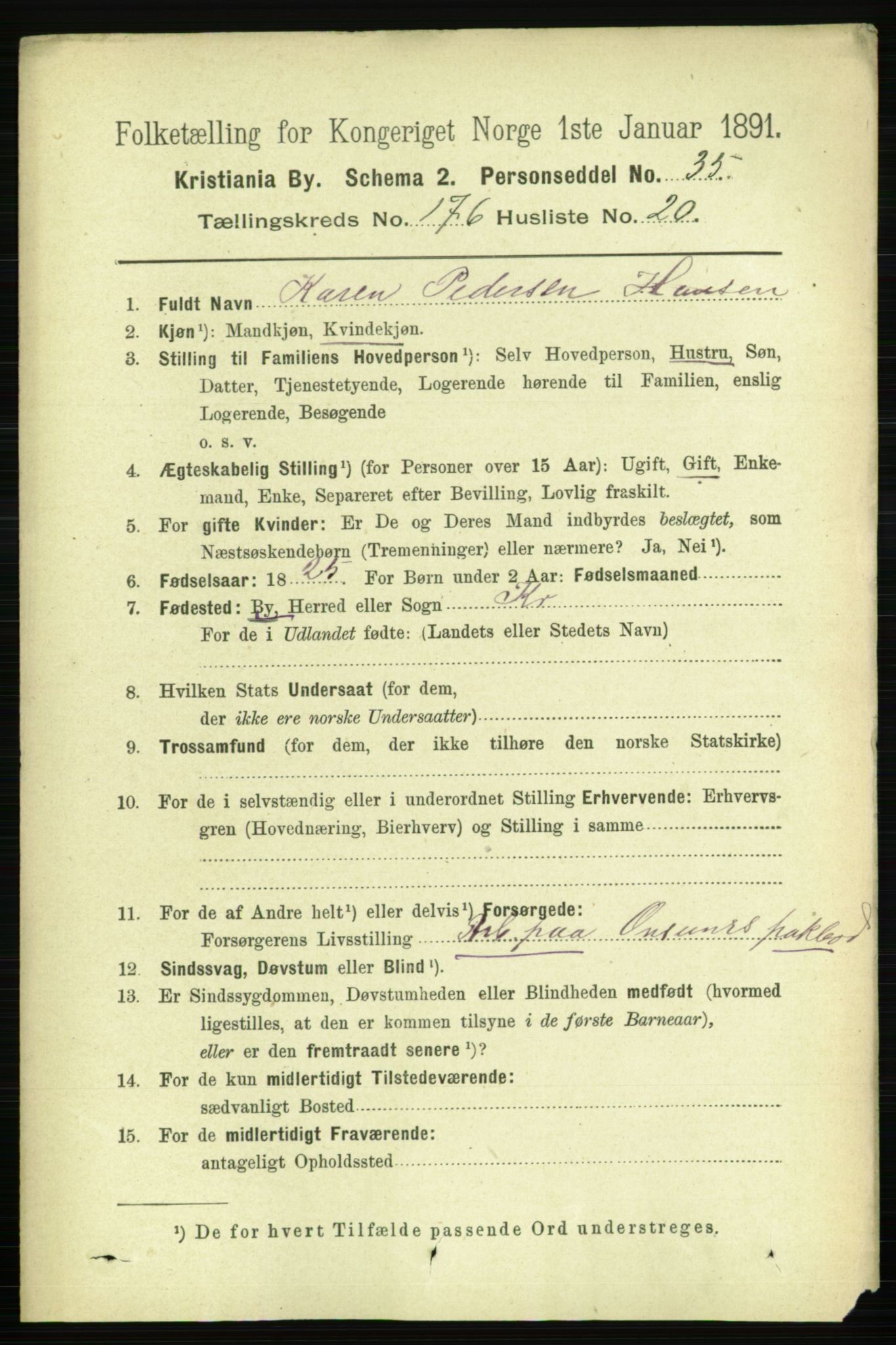 RA, 1891 census for 0301 Kristiania, 1891, p. 106228