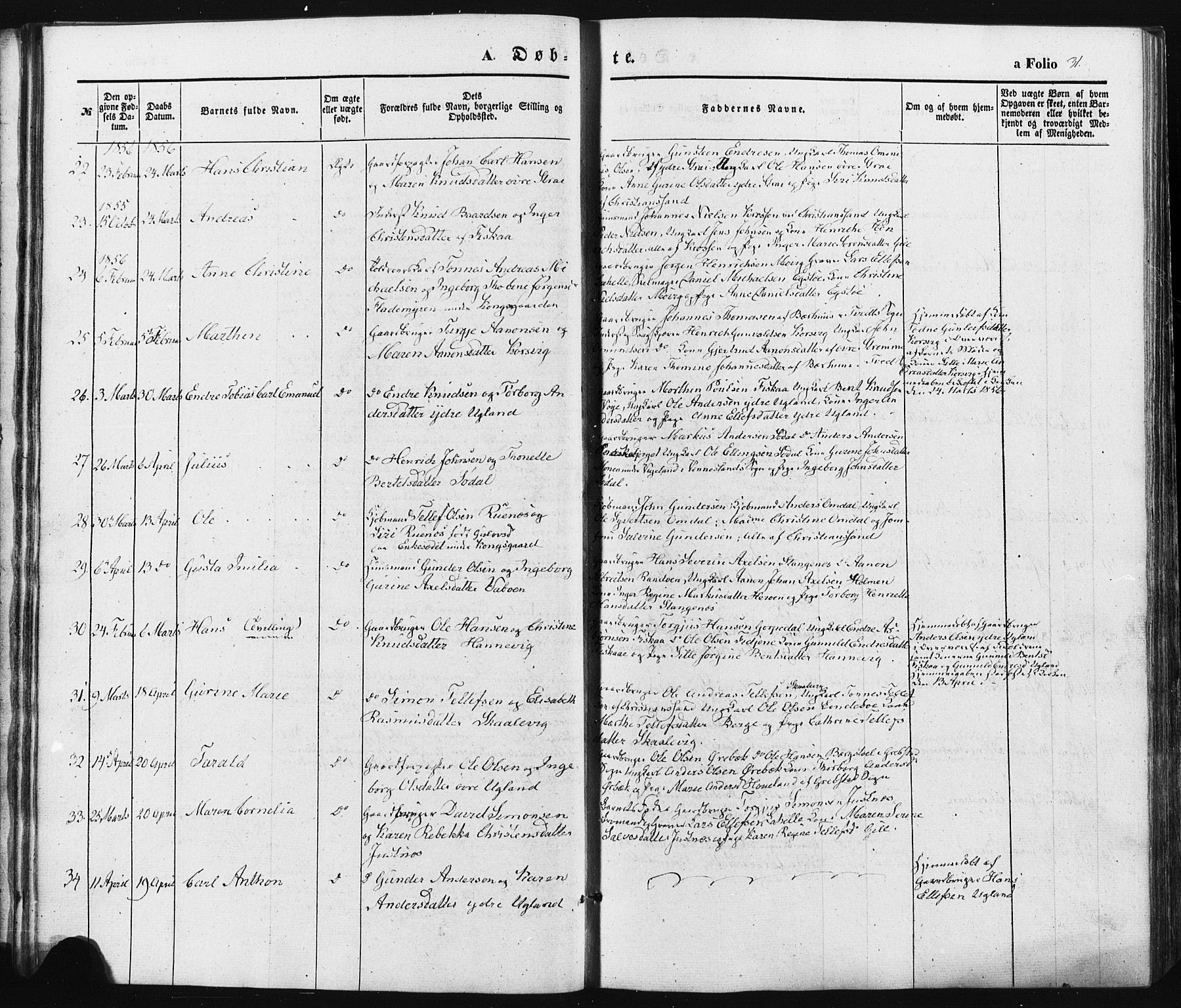 Oddernes sokneprestkontor, AV/SAK-1111-0033/F/Fa/Faa/L0007: Parish register (official) no. A 7, 1851-1863, p. 31