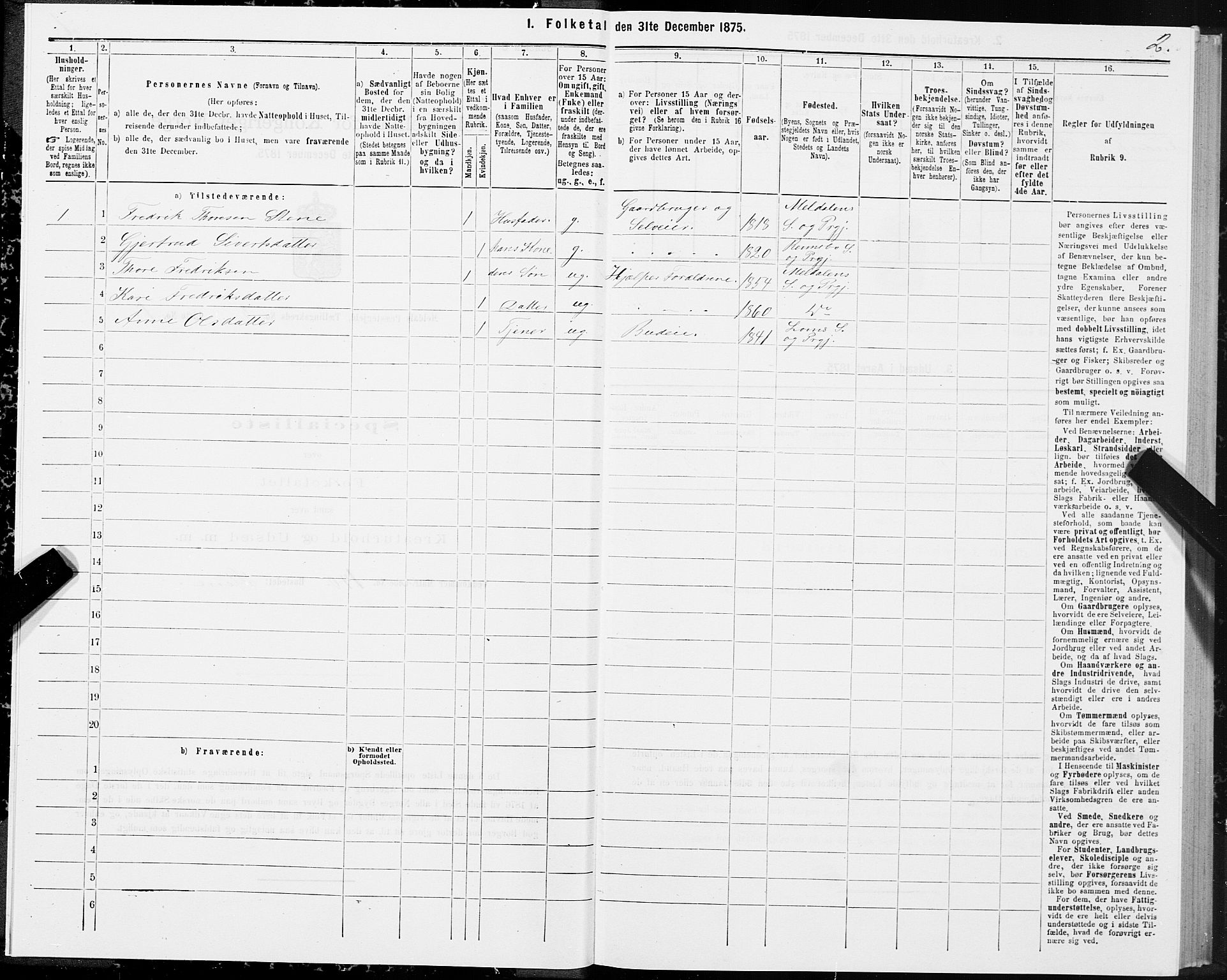 SAT, 1875 census for 1636P Meldal, 1875, p. 3002