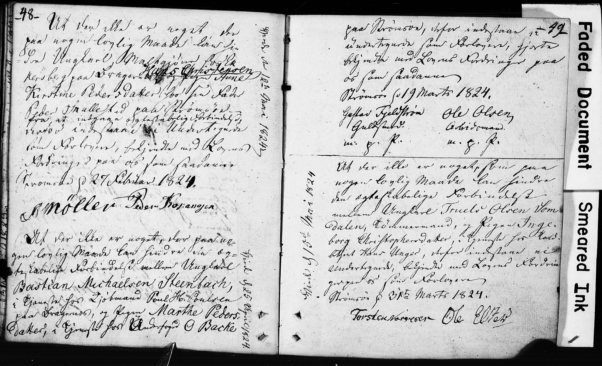 Strømsø kirkebøker, AV/SAKO-A-246/H/Hb/L0002: Best man's statements no. 2, 1815-1857, p. 48-49