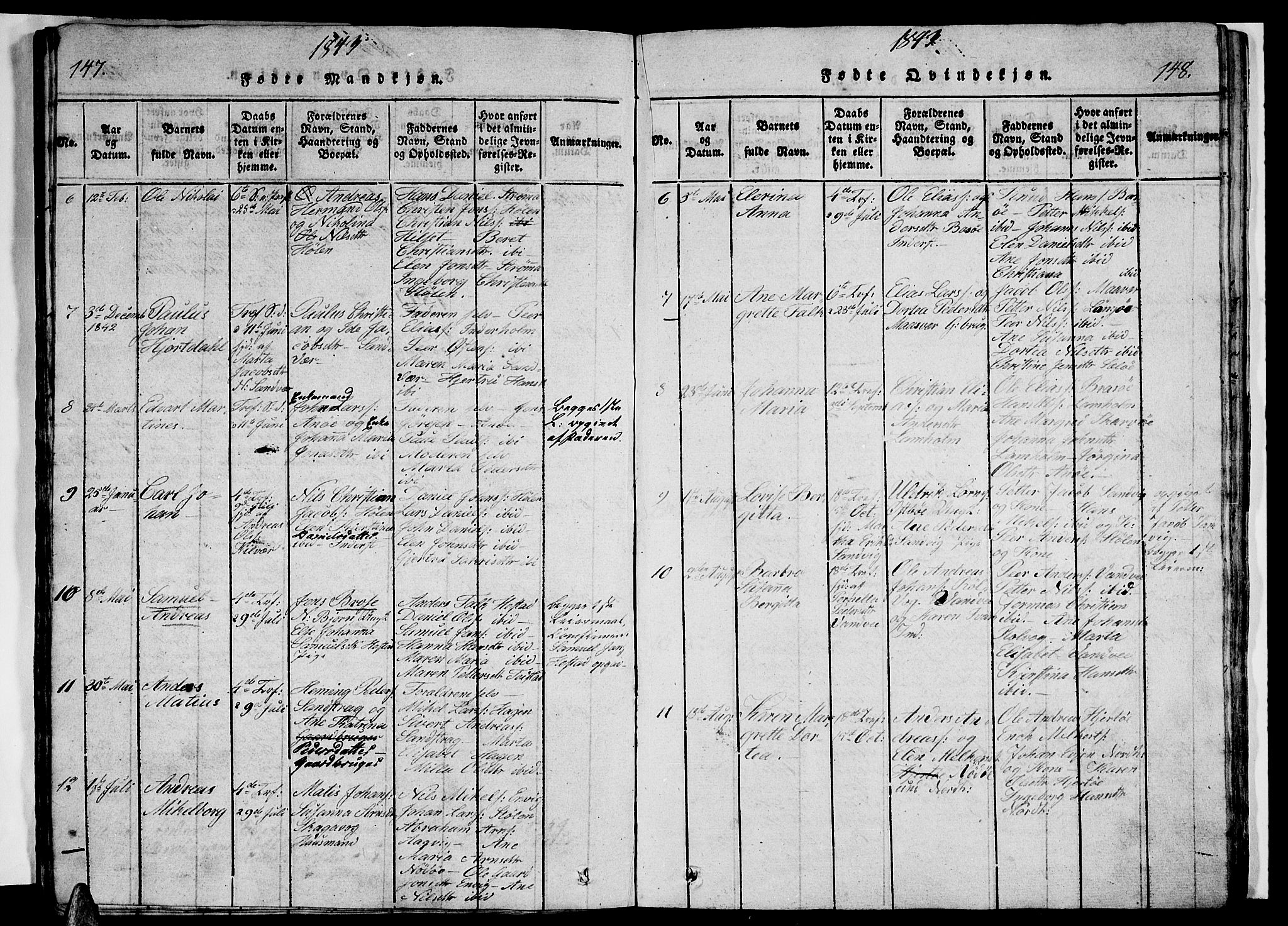 Ministerialprotokoller, klokkerbøker og fødselsregistre - Nordland, AV/SAT-A-1459/834/L0510: Parish register (copy) no. 834C01, 1820-1847, p. 147-148