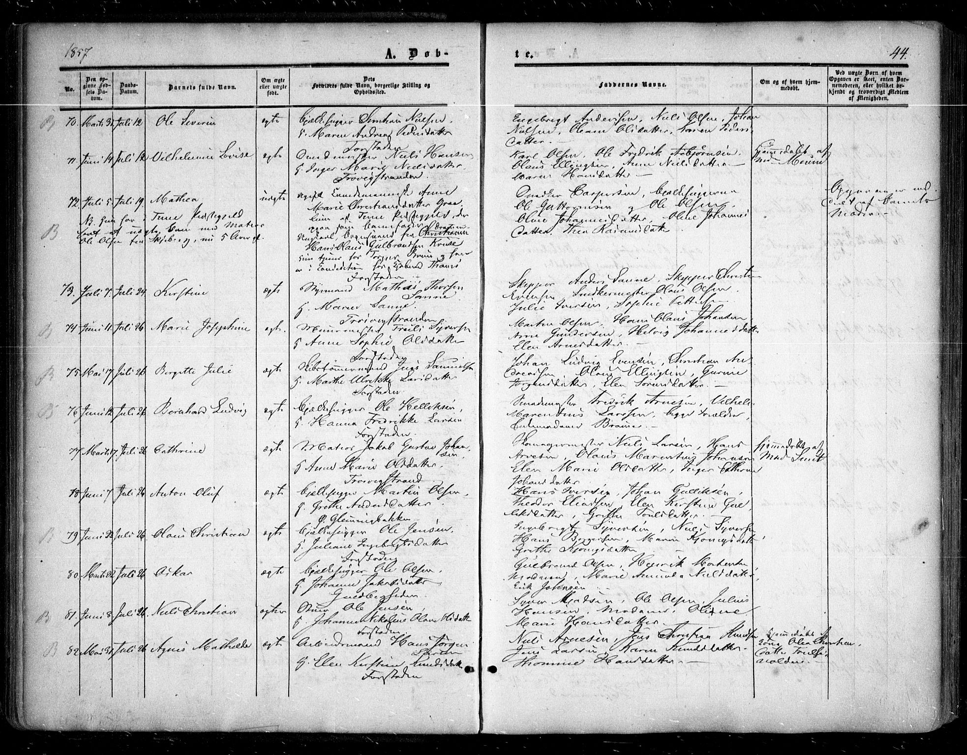 Glemmen prestekontor Kirkebøker, SAO/A-10908/F/Fa/L0007: Parish register (official) no. 7, 1853-1862, p. 44