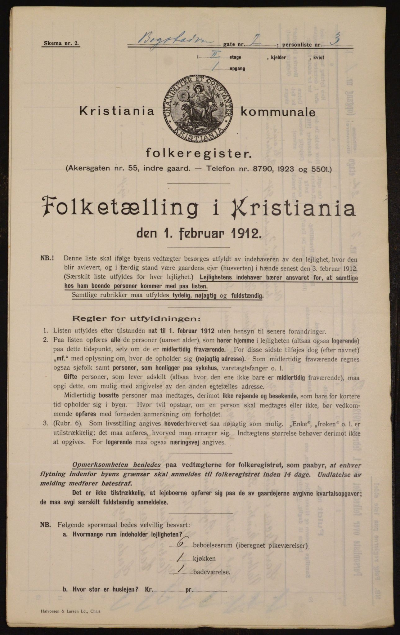 OBA, Municipal Census 1912 for Kristiania, 1912, p. 6664