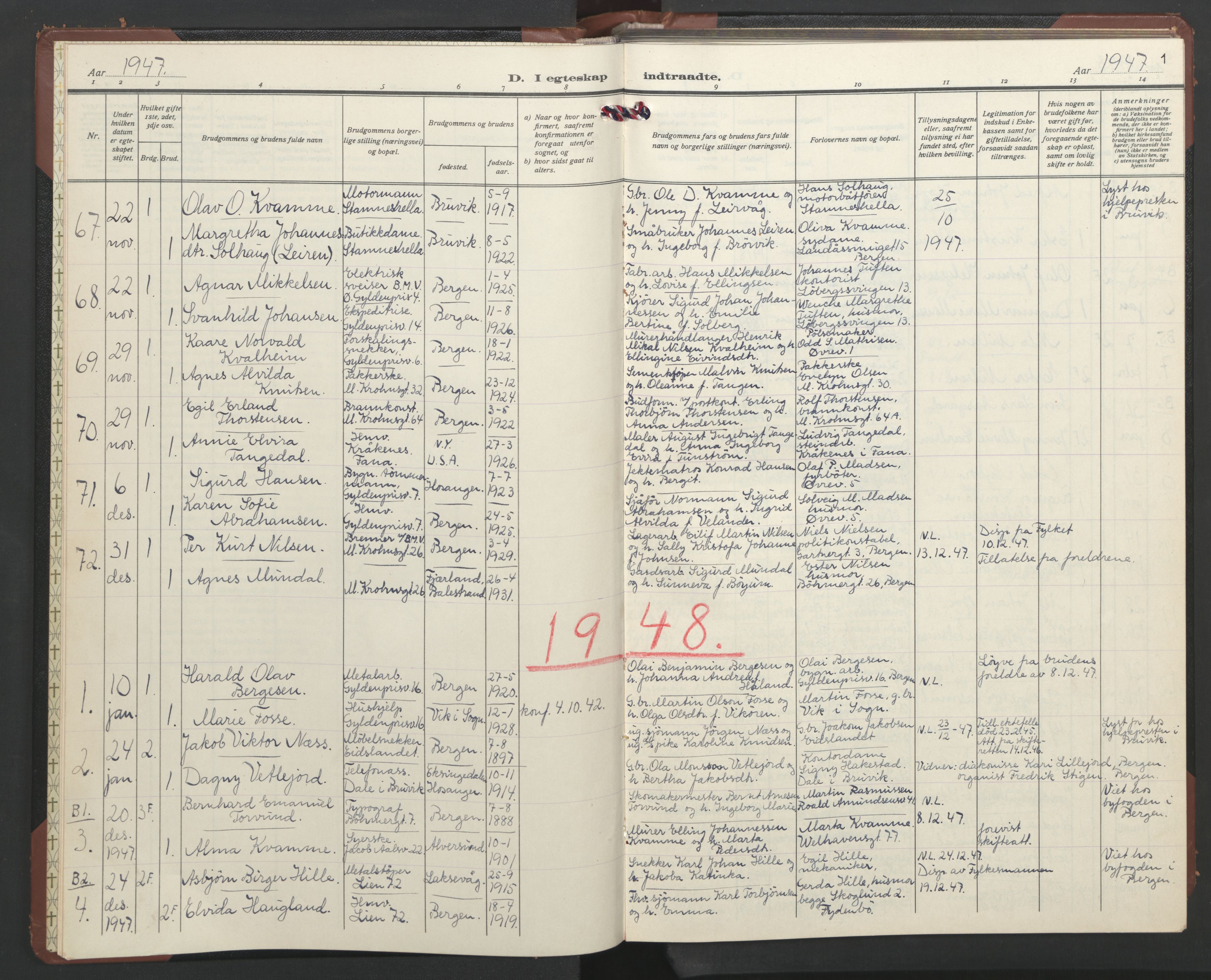 St. Markus sokneprestembete, AV/SAB-A-99935: Parish register (copy) no. C 2, 1947-1961, p. 0b-1a
