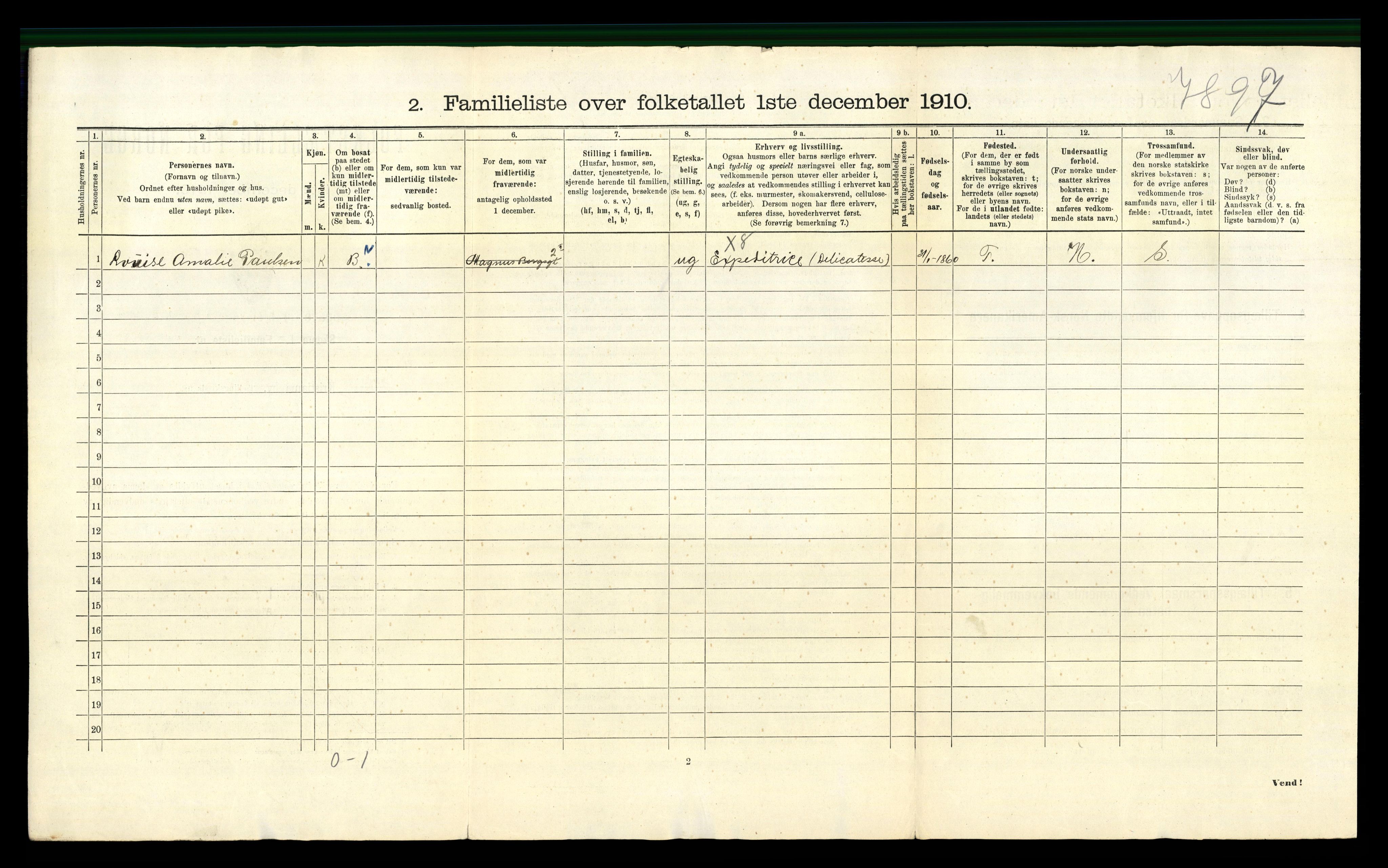 RA, 1910 census for Kristiania, 1910, p. 80122