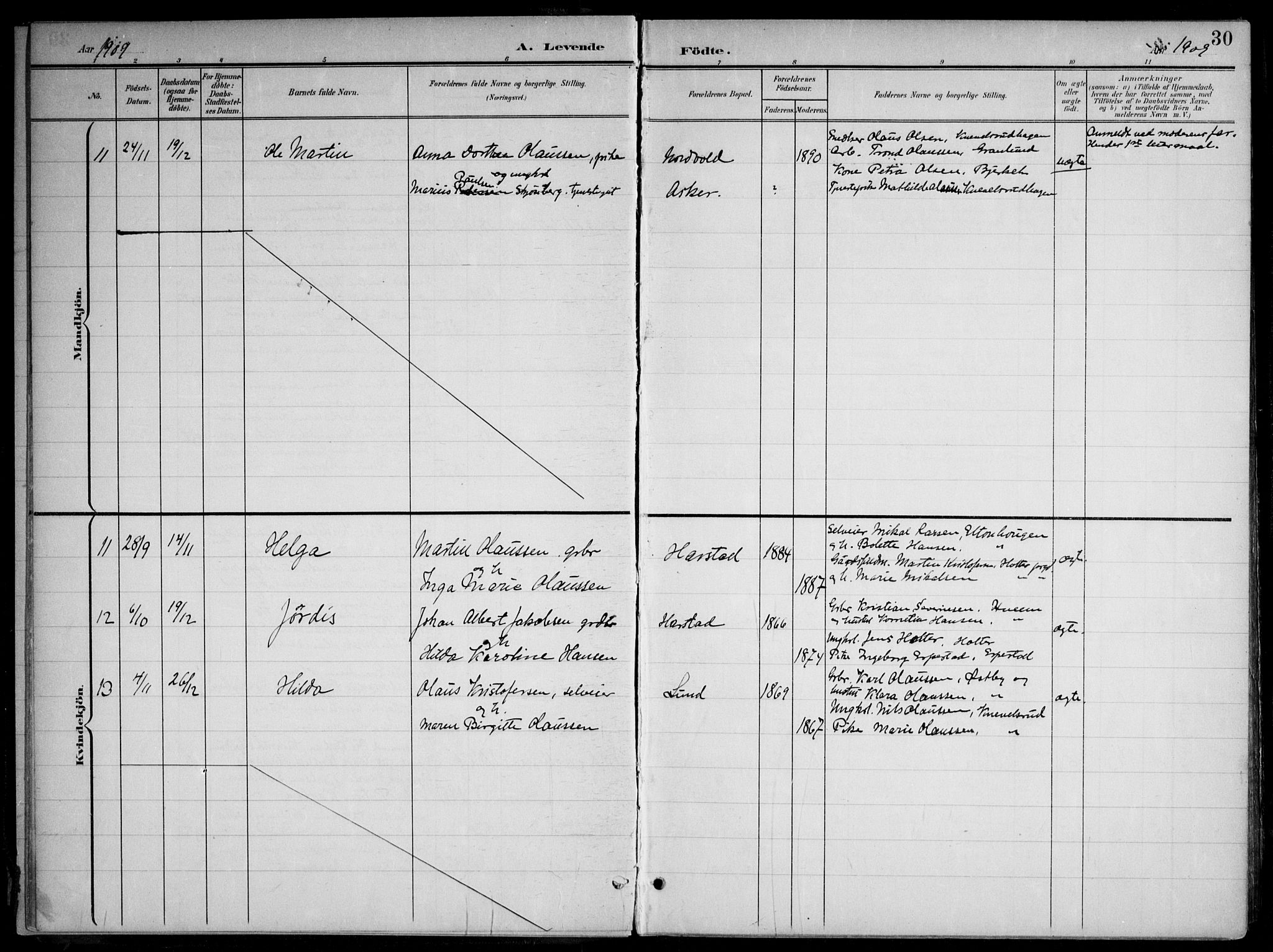 Nannestad prestekontor Kirkebøker, AV/SAO-A-10414a/G/Gb/L0001: Parish register (copy) no. II 1, 1901-1917, p. 30