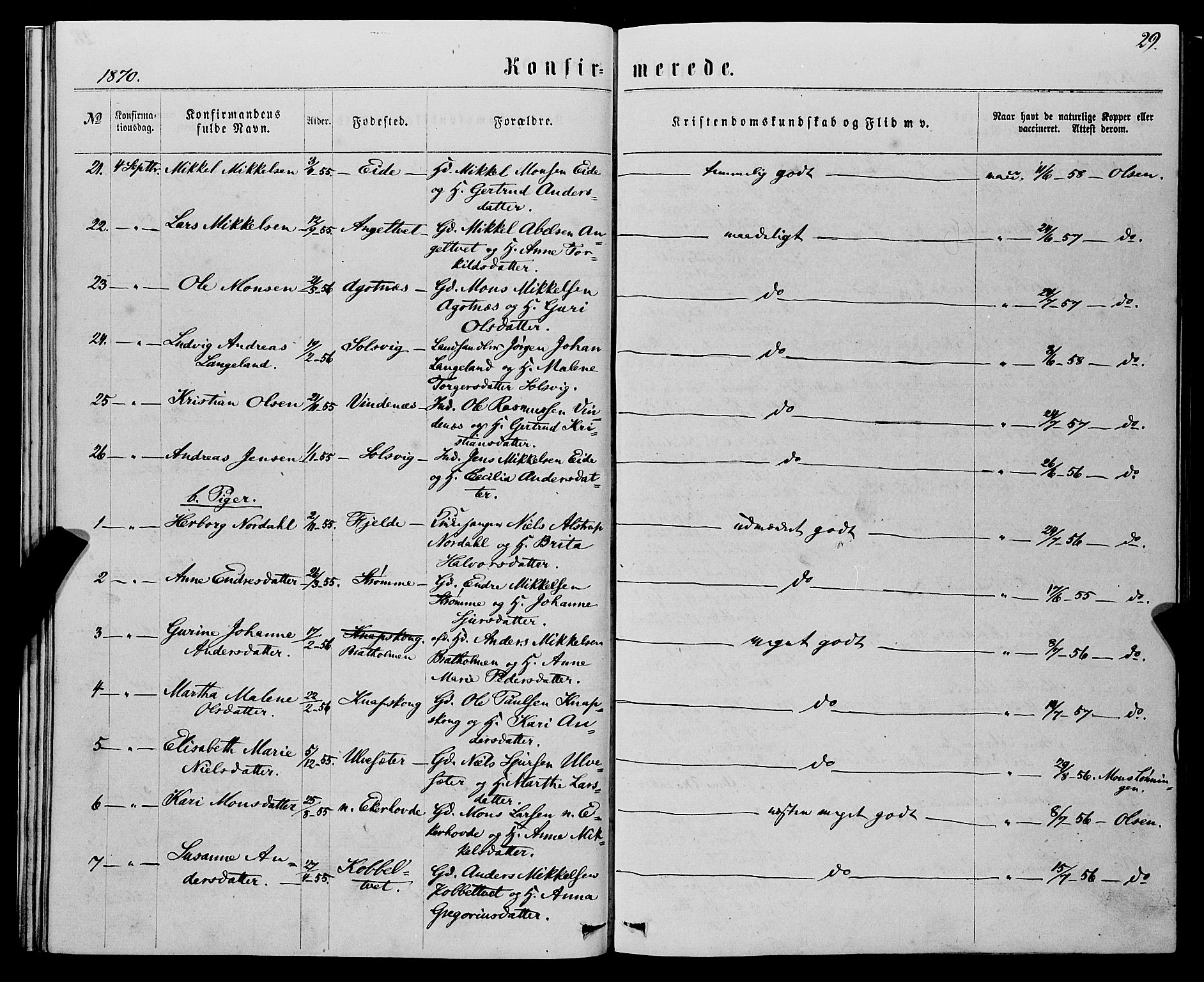 Fjell sokneprestembete, SAB/A-75301/H/Haa: Parish register (official) no. A 5, 1864-1877, p. 29