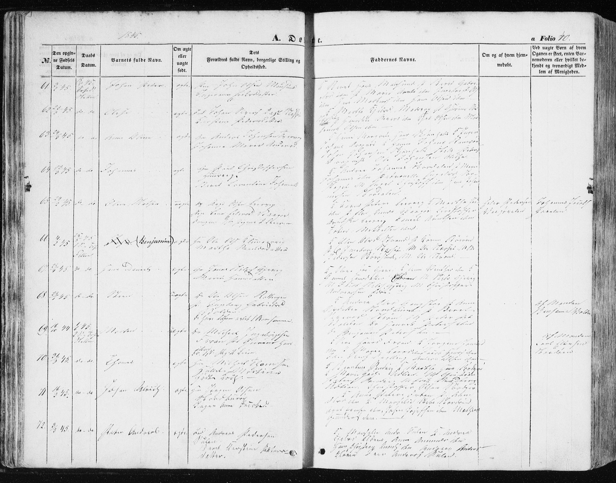 Ministerialprotokoller, klokkerbøker og fødselsregistre - Sør-Trøndelag, AV/SAT-A-1456/634/L0529: Parish register (official) no. 634A05, 1843-1851, p. 40