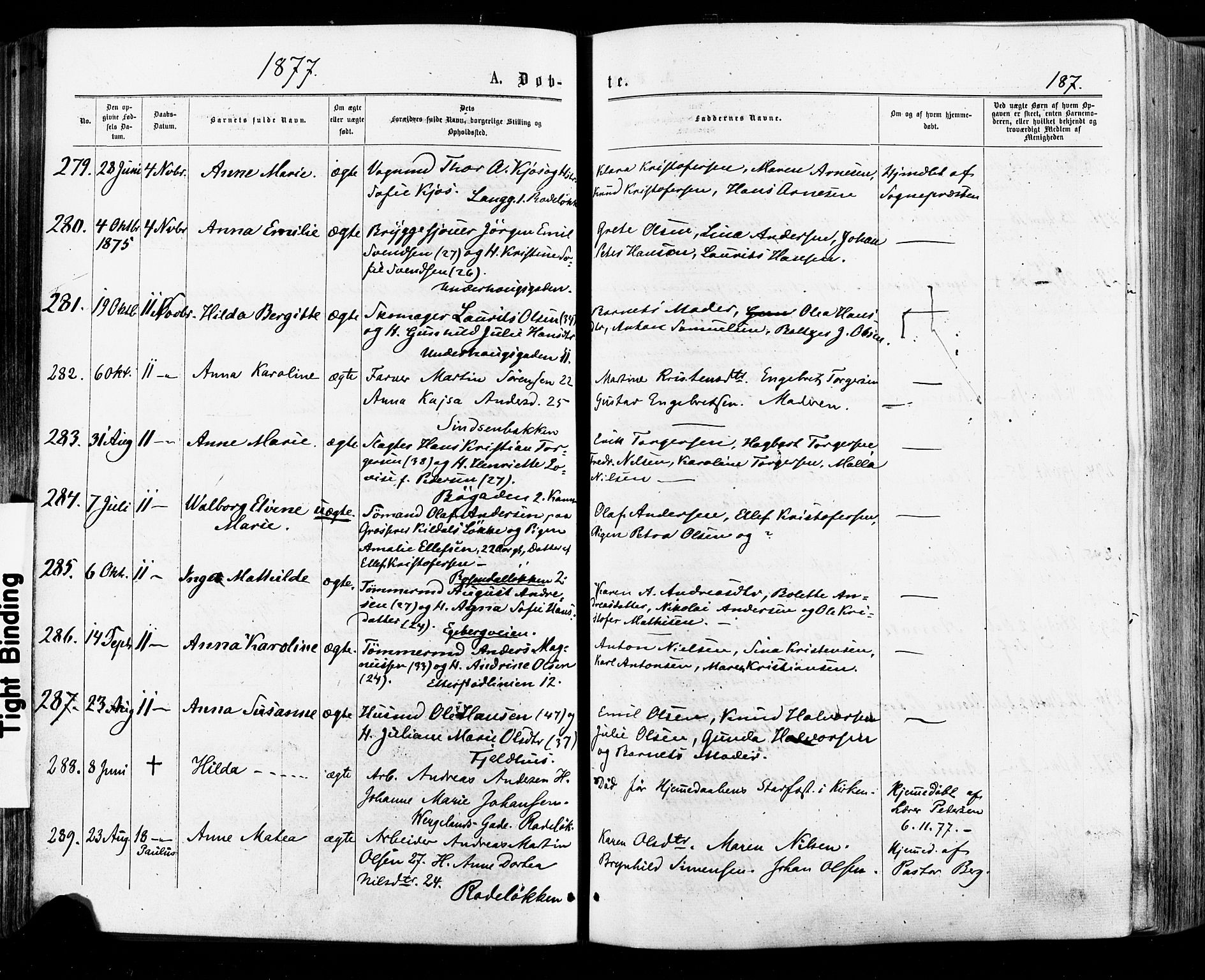 Østre Aker prestekontor Kirkebøker, SAO/A-10840/F/Fa/L0004: Parish register (official) no. I 4, 1876-1889, p. 187