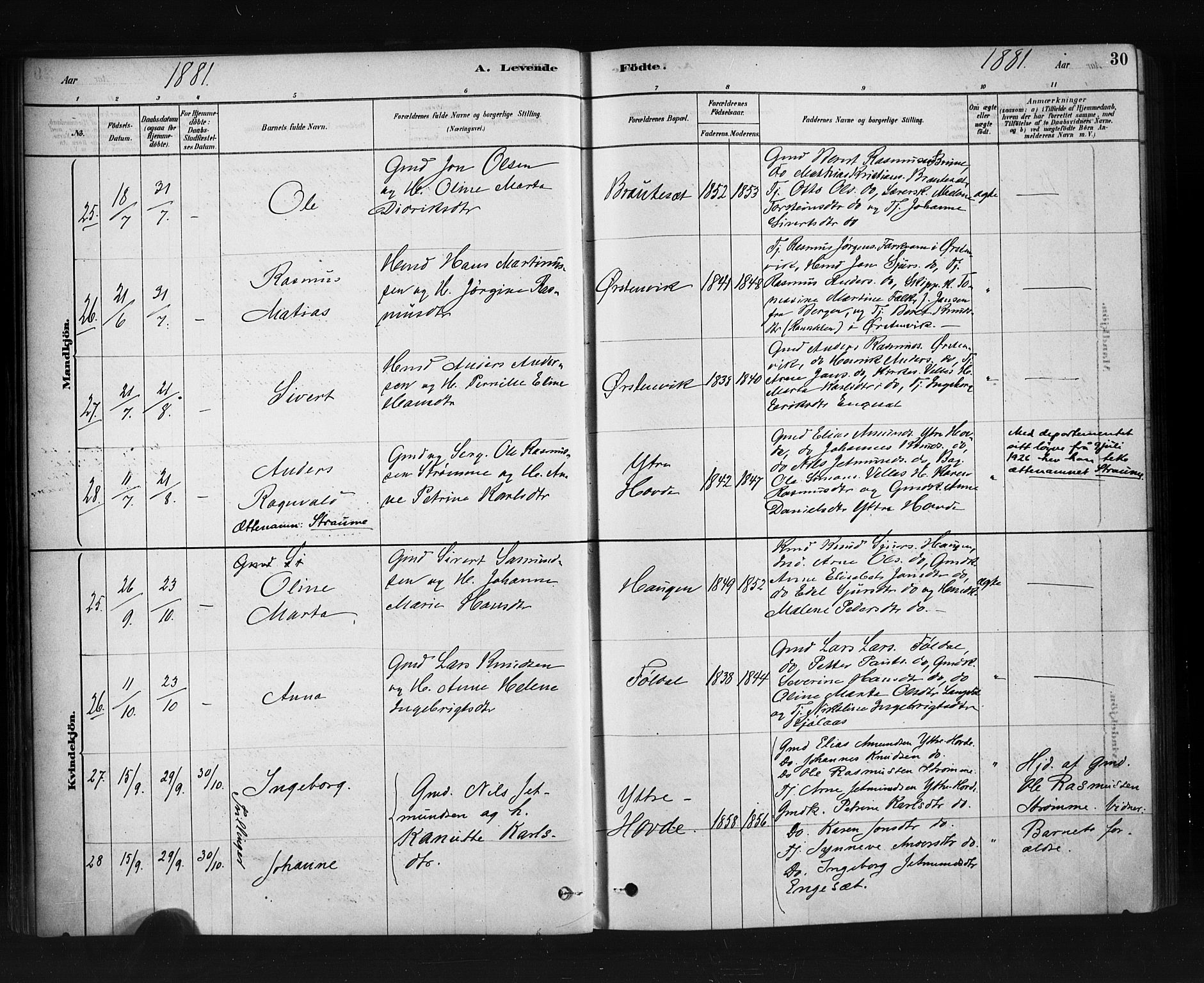 Ministerialprotokoller, klokkerbøker og fødselsregistre - Møre og Romsdal, SAT/A-1454/513/L0176: Parish register (official) no. 513A03, 1877-1889, p. 30